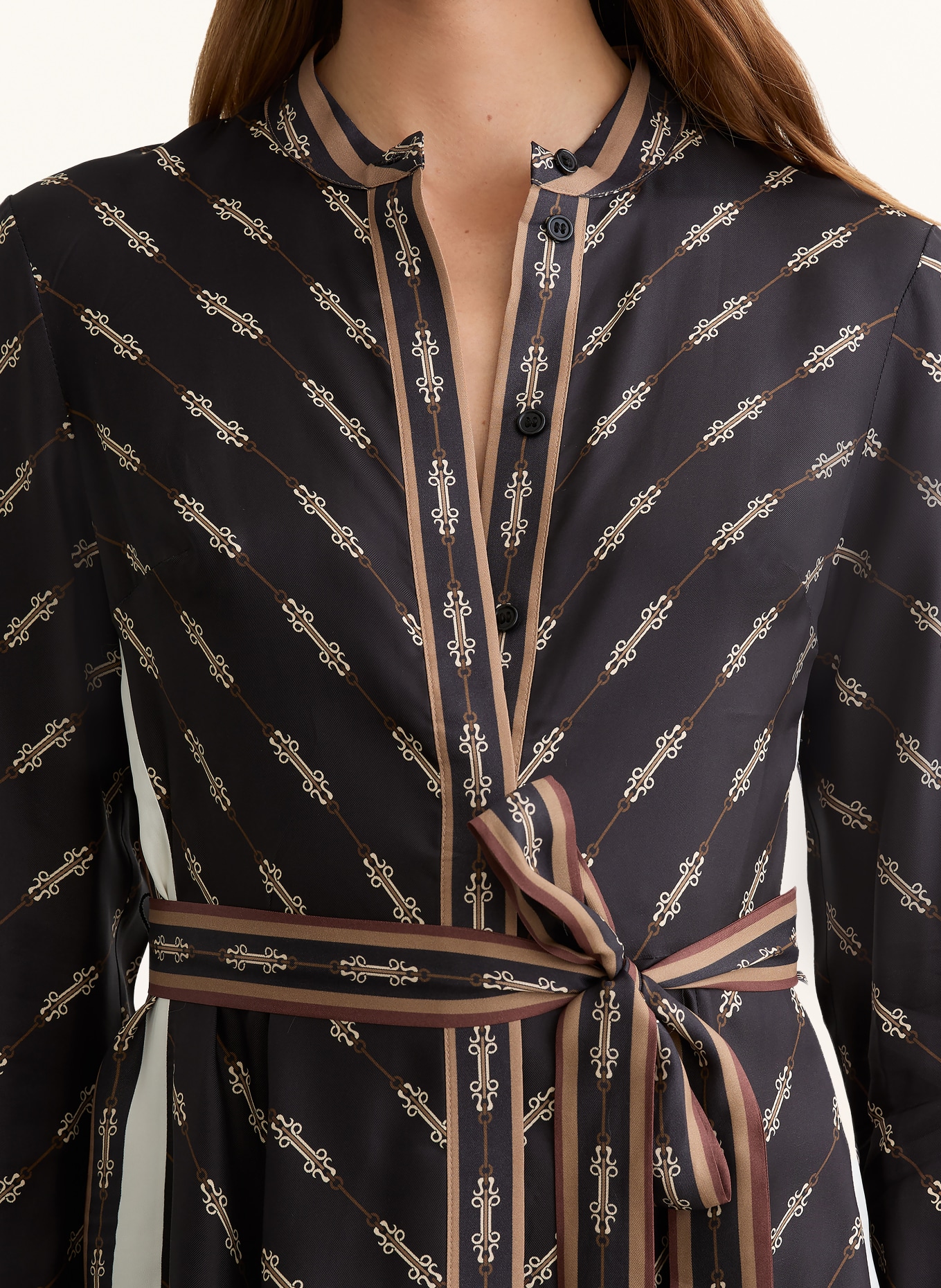 REISS NINA dress: BLACK / CAMEL / DARK RED