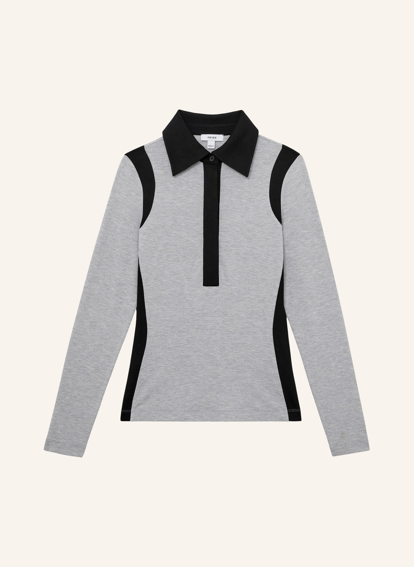 REISS DENISE jersey polo shirt: GRAY / BLACK