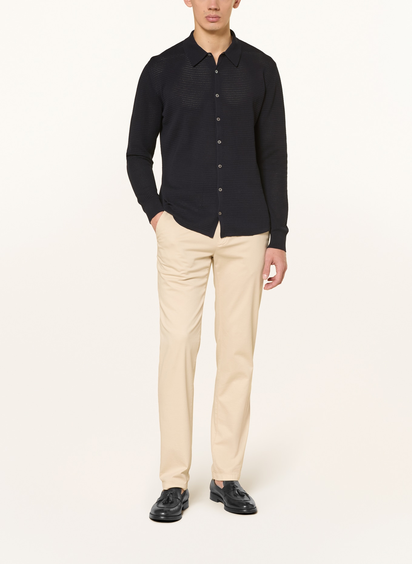 van Laack Gebreid overhemd VL-SAFINO-XX Regular Fit: DONKERBLAUW