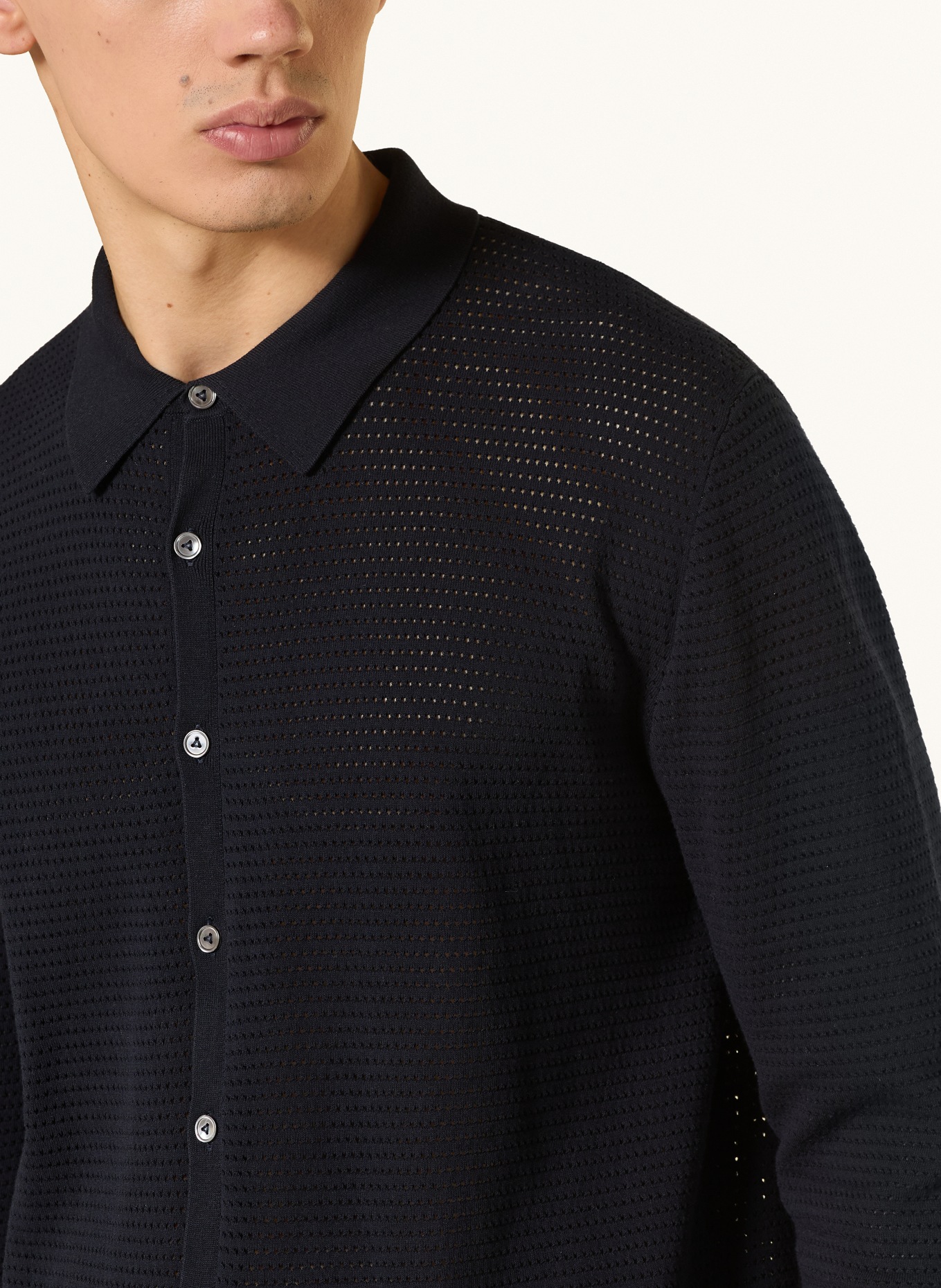 van Laack Gebreid overhemd VL-SAFINO-XX Regular Fit: DONKERBLAUW