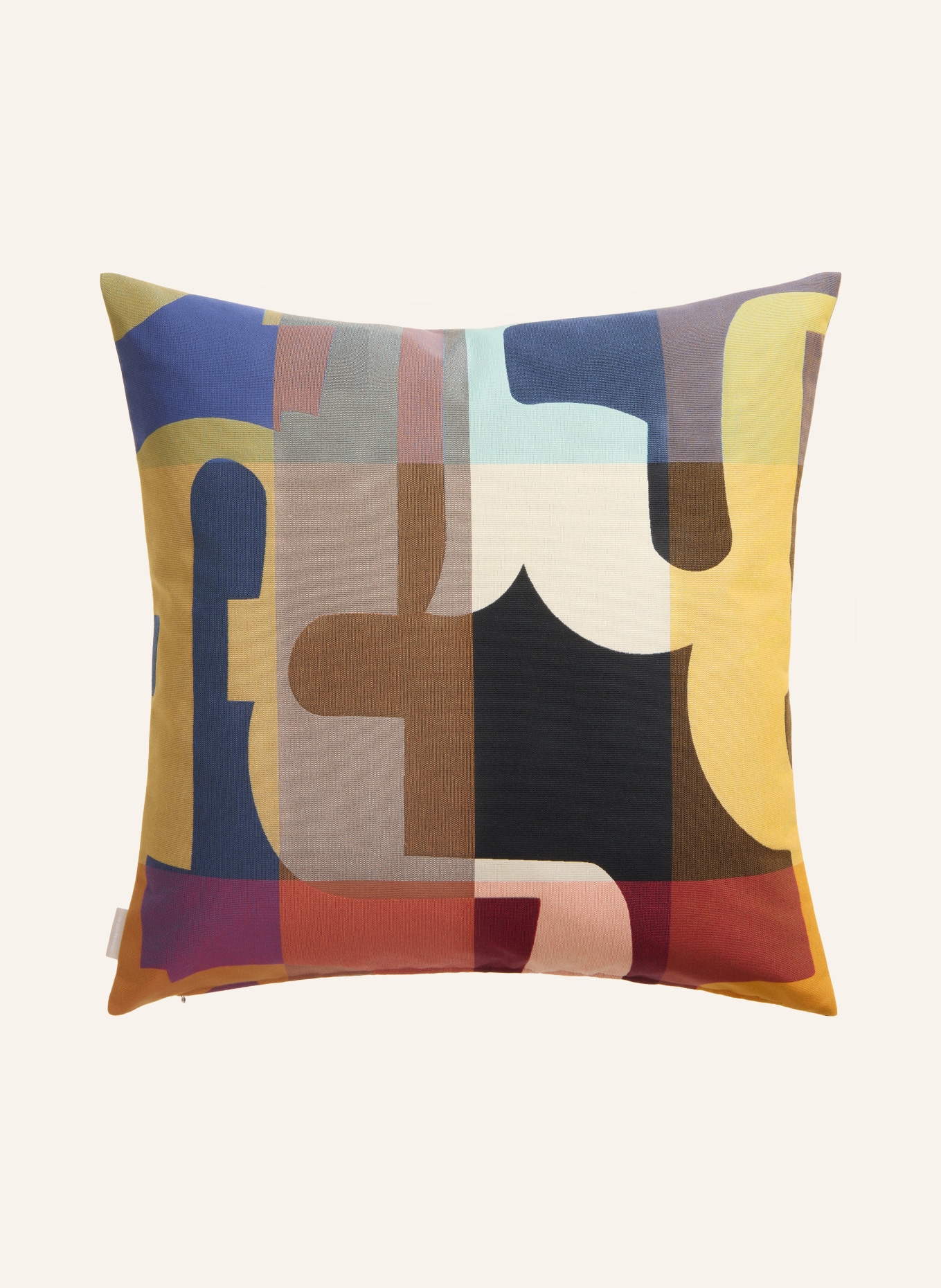ROHLEDER PATCH Decorative Pillow: BEIGE / DARK ORANGE / DARK BLUE