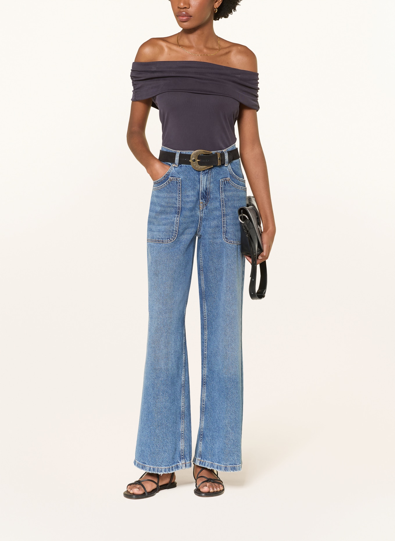 ba&sh Off-Shoulder-Top BENE: DUNKELBLAU