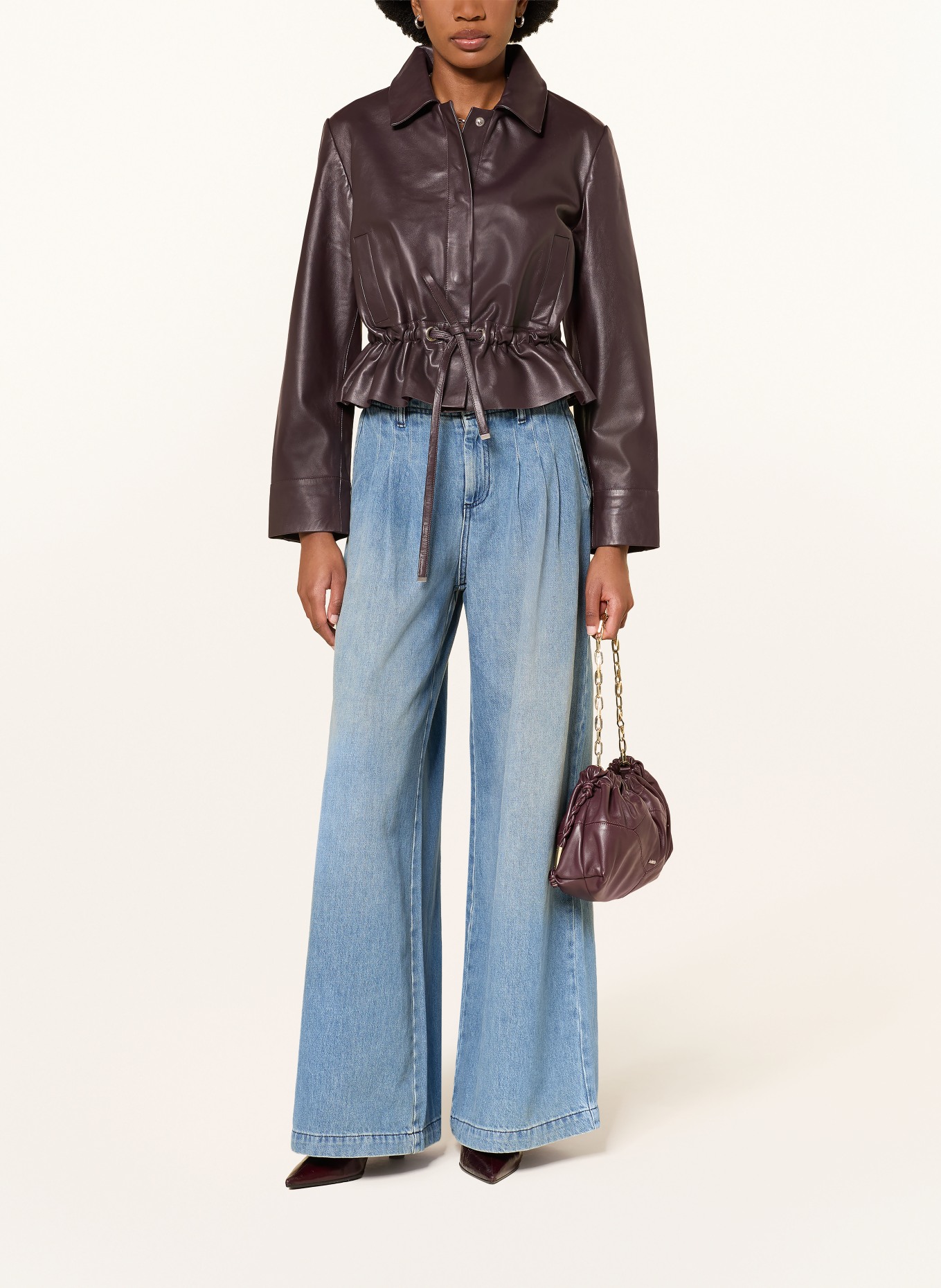 ba&sh Lederjacke MANITA: BRAUN