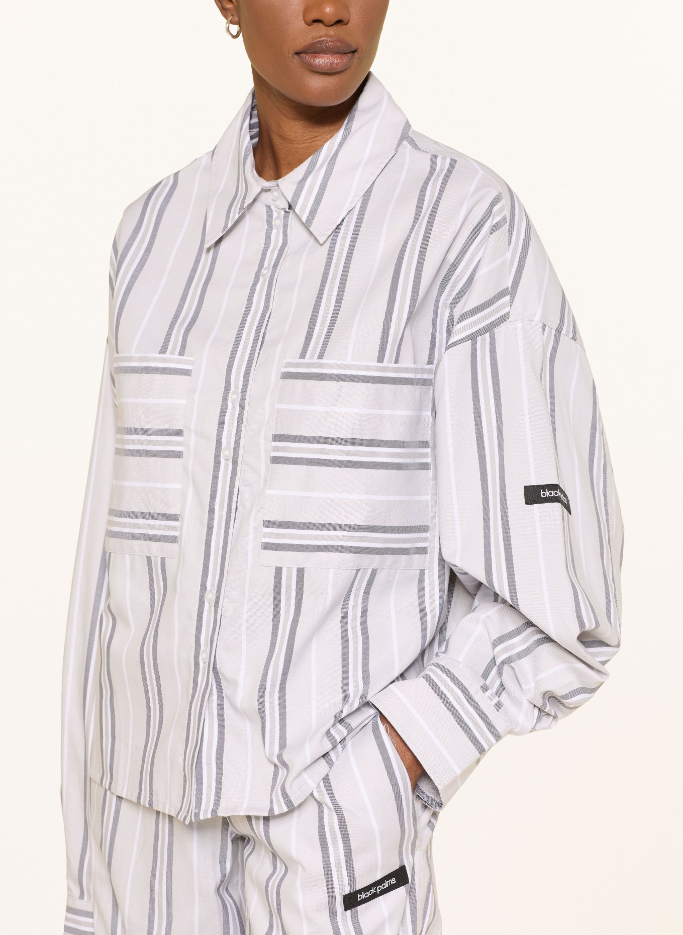 black palms Overhemdblouse KIANY: LICHTGRIJS / GRIJS / WIT