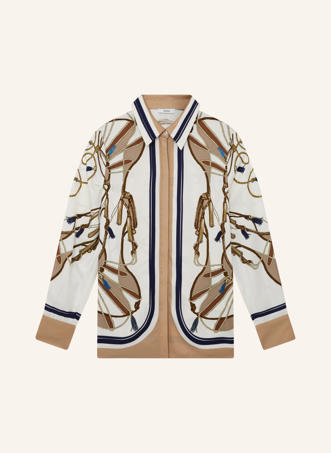 REISS ELLIS shirt blouse: ECRU / CAMEL / BROWN
