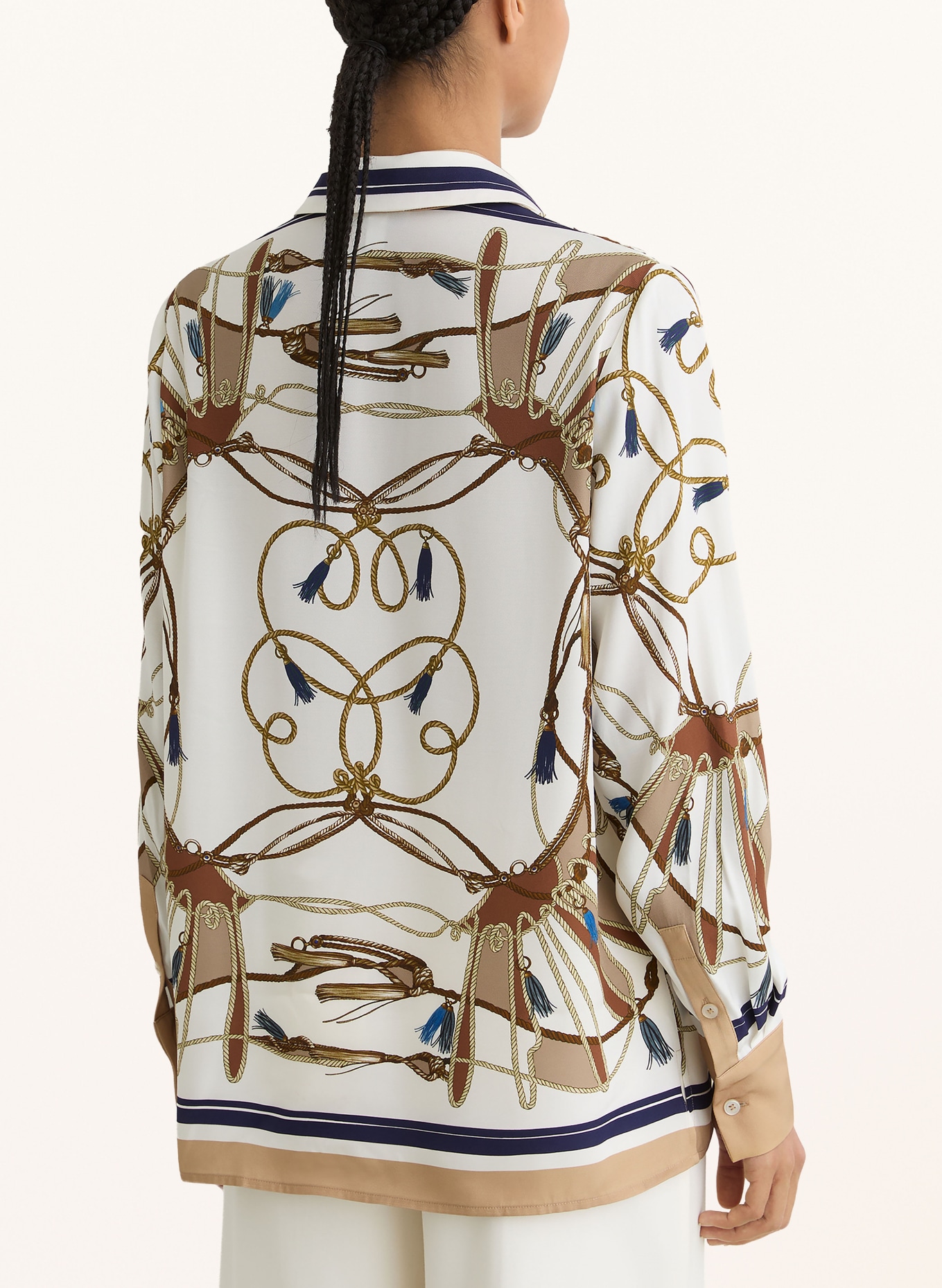 REISS ELLIS shirt blouse: ECRU / CAMEL / BROWN