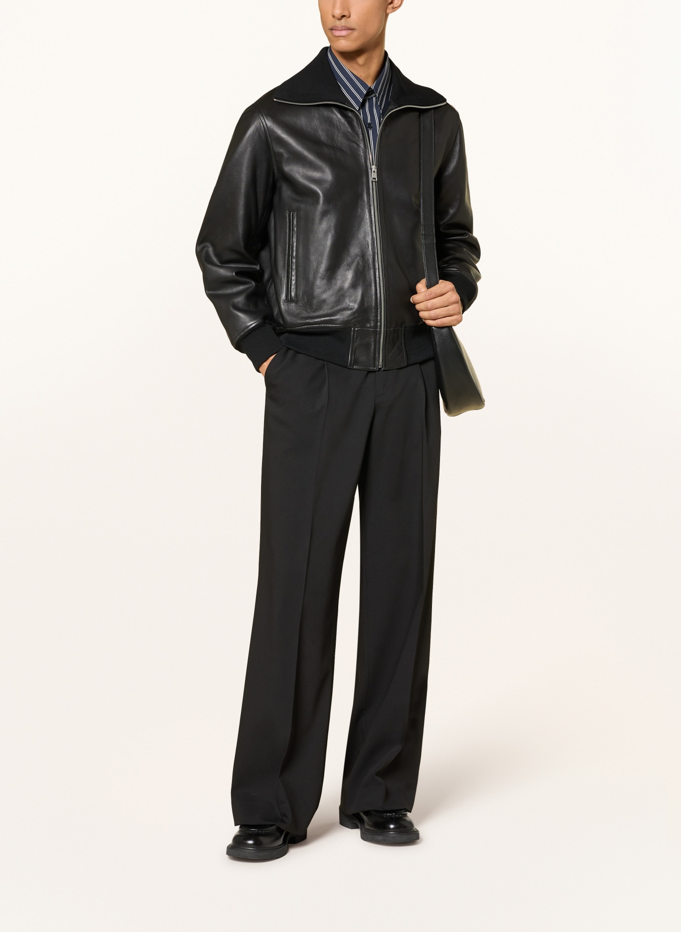 SANDRO Lederjacke: SCHWARZ