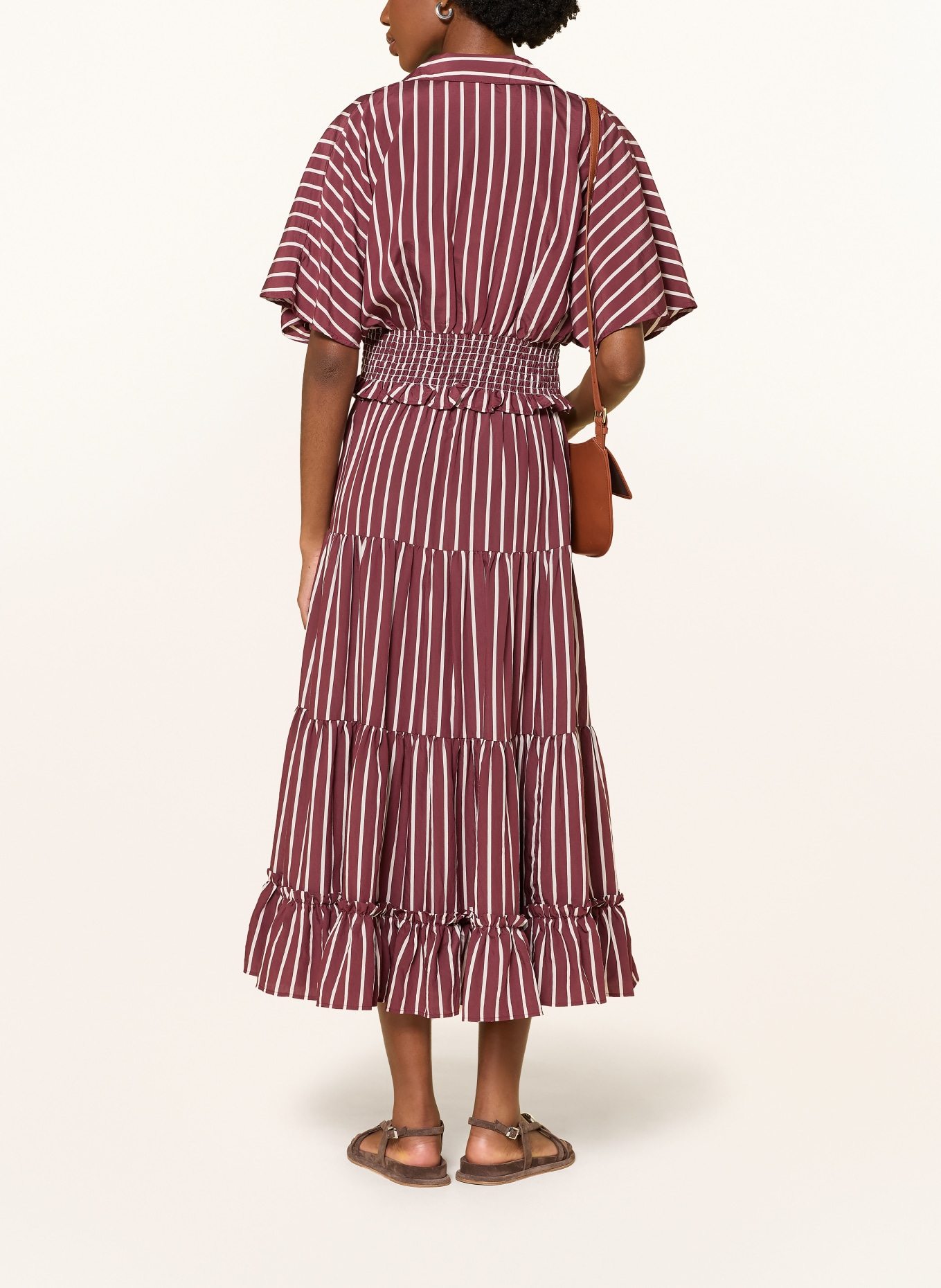 CLAUDIE PIERLOT Blusenshirt mit Rüschen: DUNKELROT / WEISS