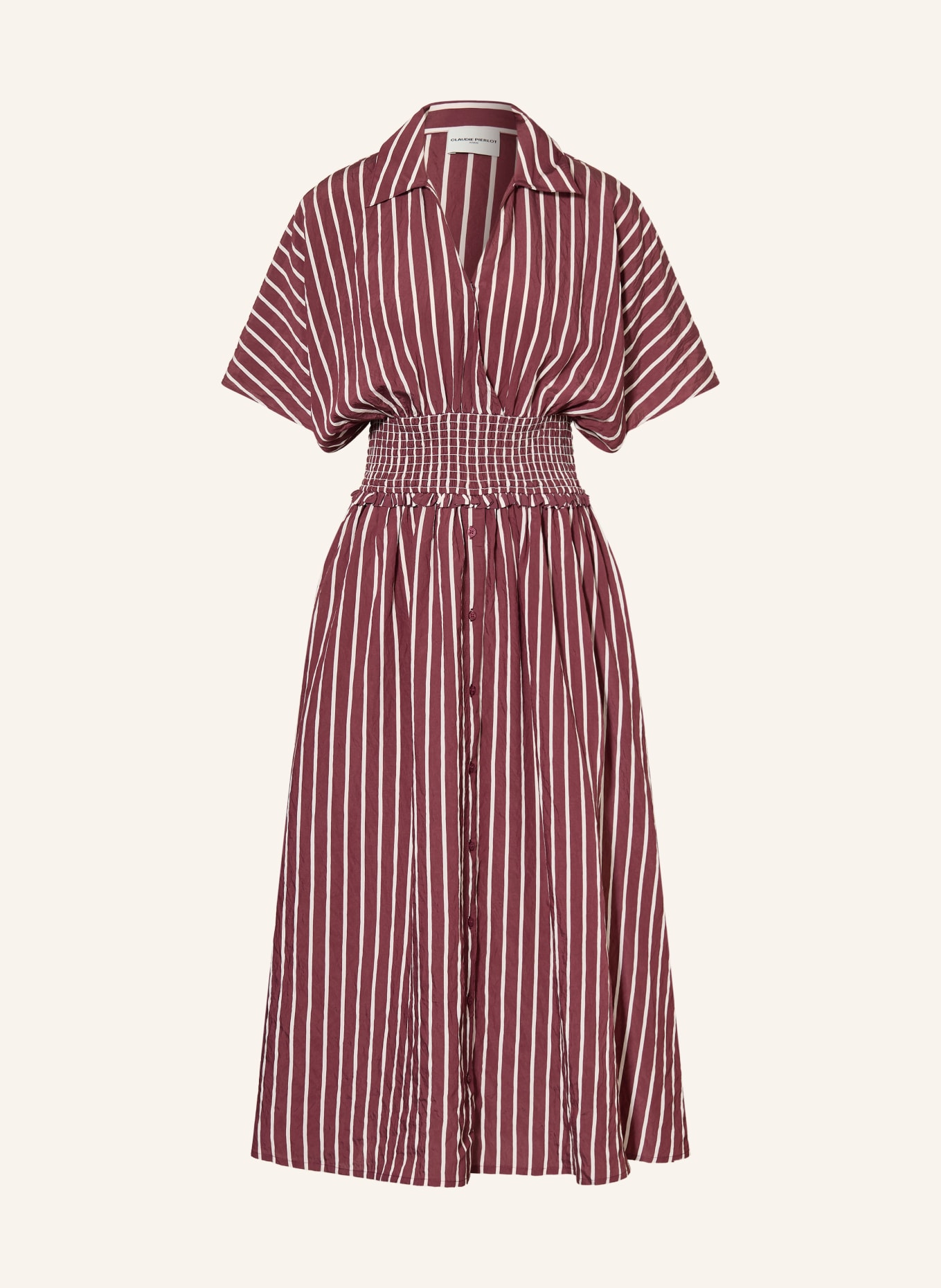 CLAUDIE PIERLOT Kleid mit Rüschen: DUNKELROT / WEISS