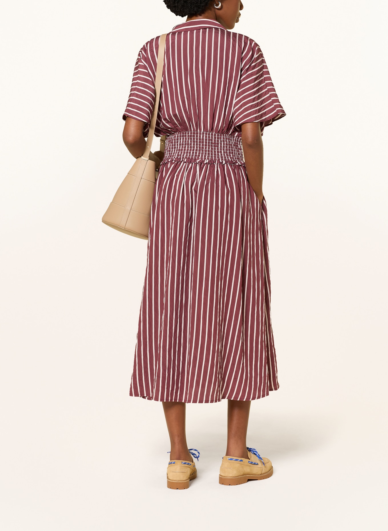 CLAUDIE PIERLOT Kleid mit Rüschen: DUNKELROT / WEISS