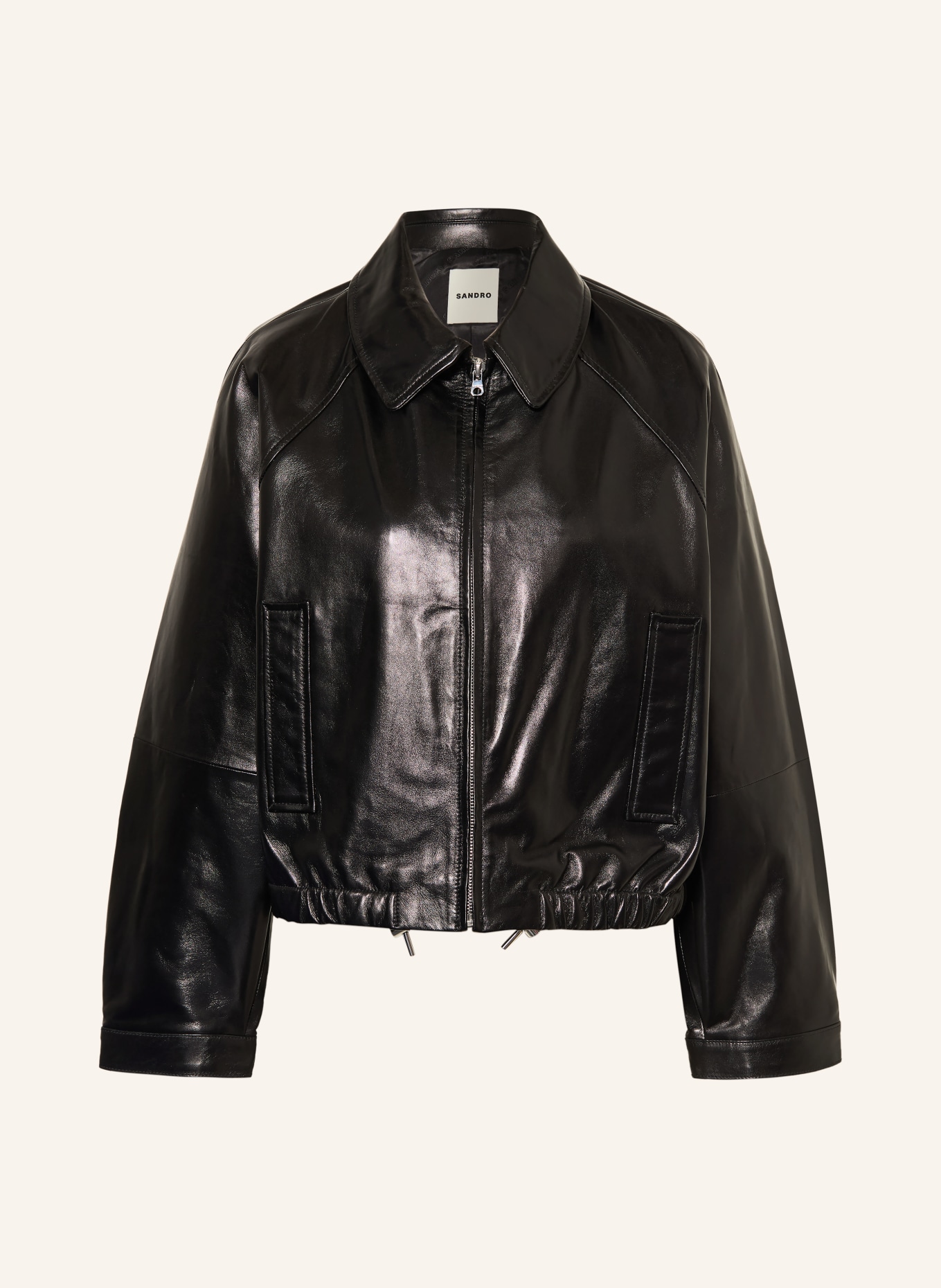 SANDRO Lederjacke: SCHWARZ