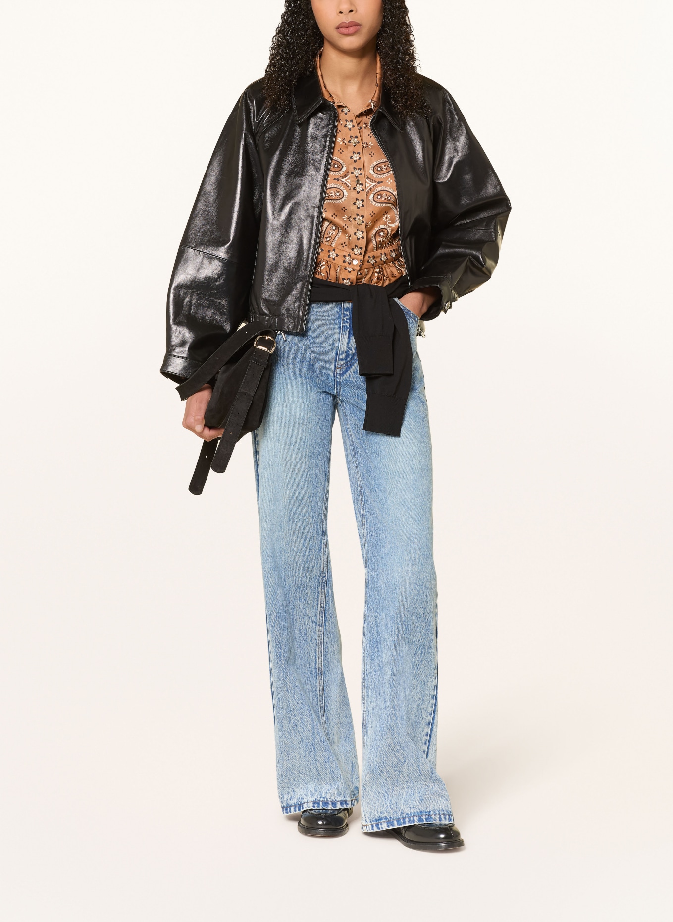 SANDRO Lederjacke: SCHWARZ