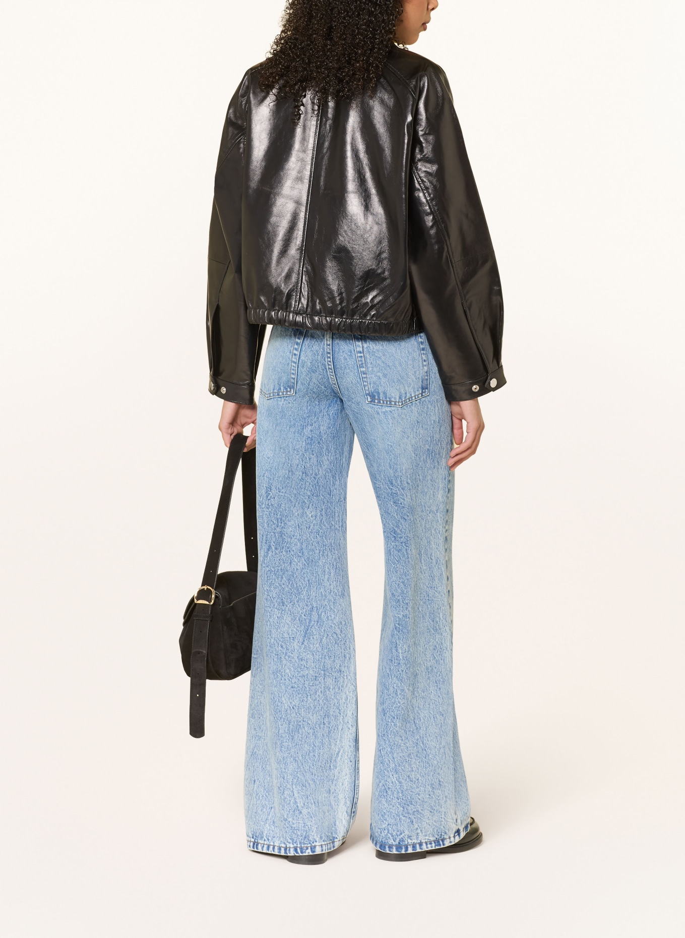 SANDRO Lederjacke: SCHWARZ