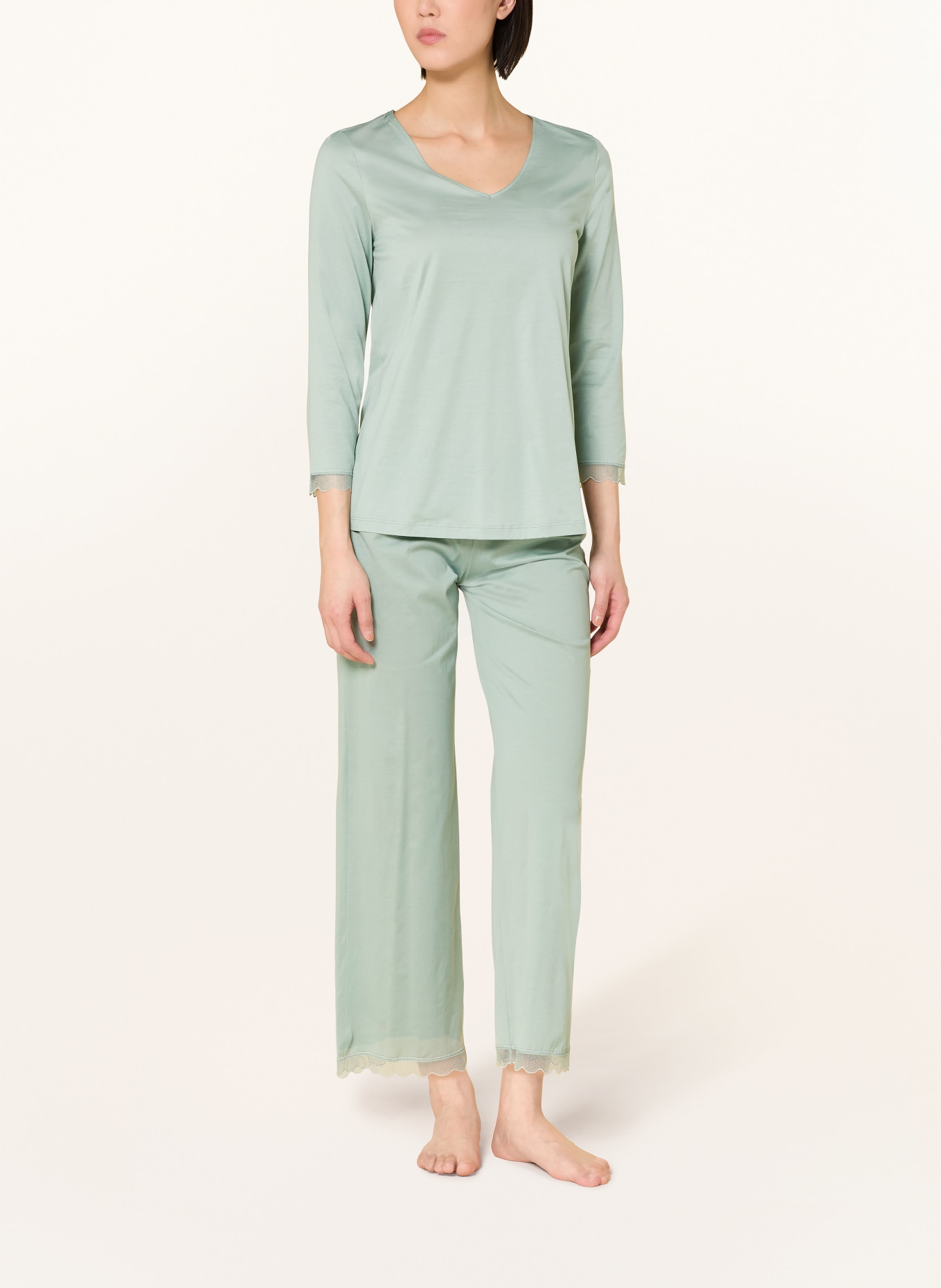 HANRO 7/8-Schlafanzug INAYA mit 3/4-Arm: MINT
