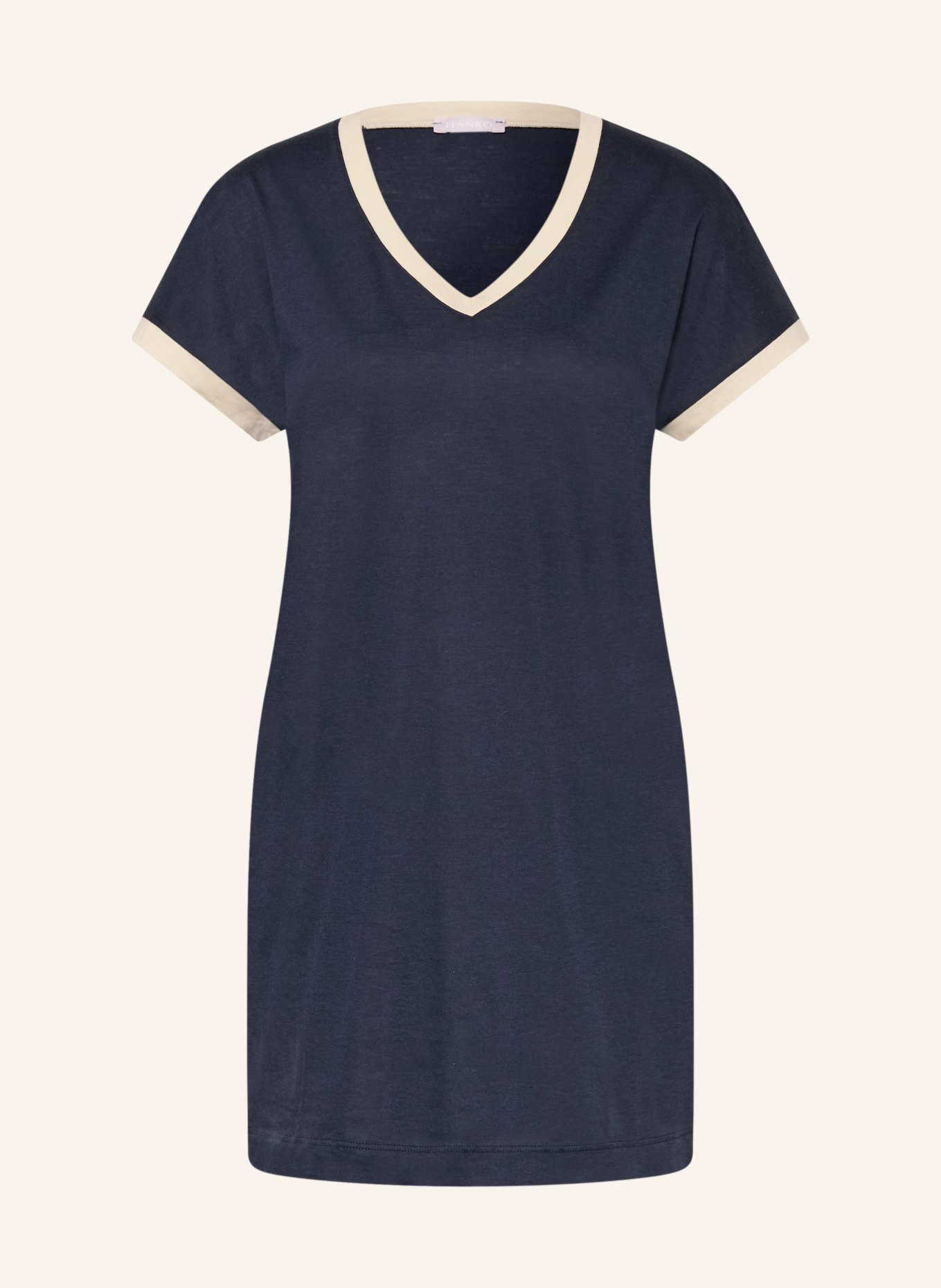 HANRO Nachthemd LAURA: DUNKELBLAU / CREME