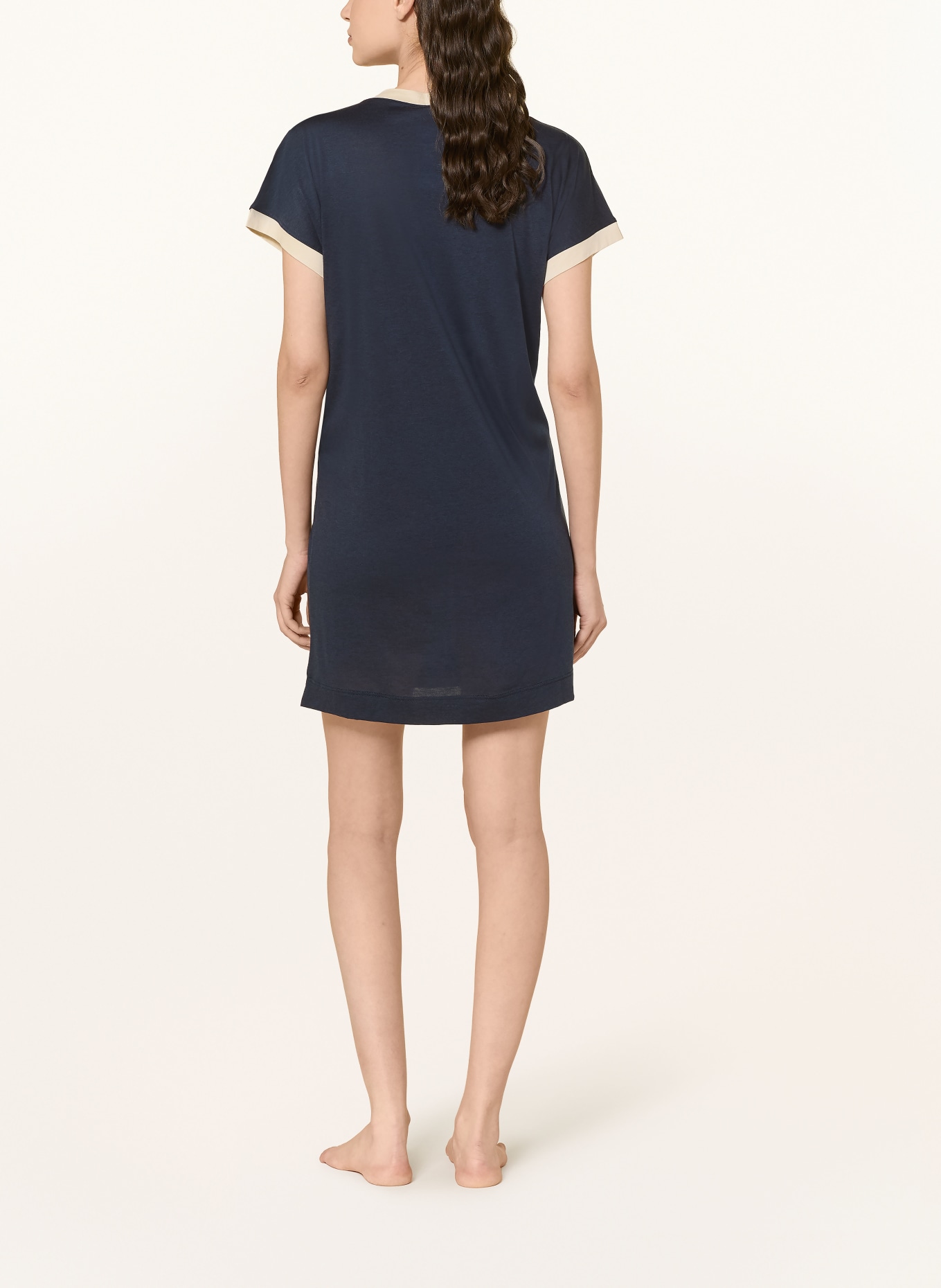 HANRO Nachthemd LAURA: DUNKELBLAU / CREME