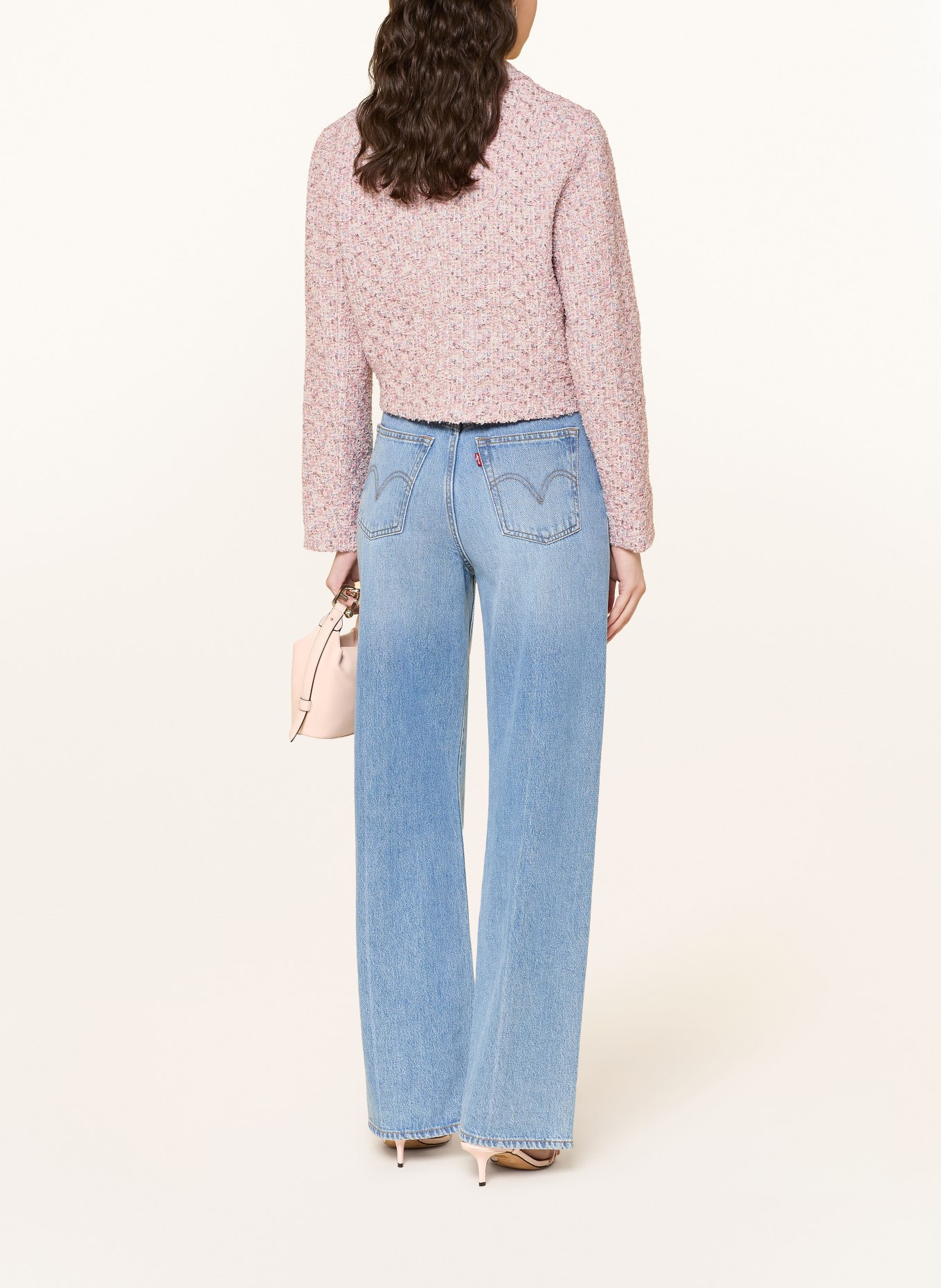 Rich & Royal Kastenjacke aus Bouclé mit Glitzergarn: ROSA / HELLBLAU / WEISS