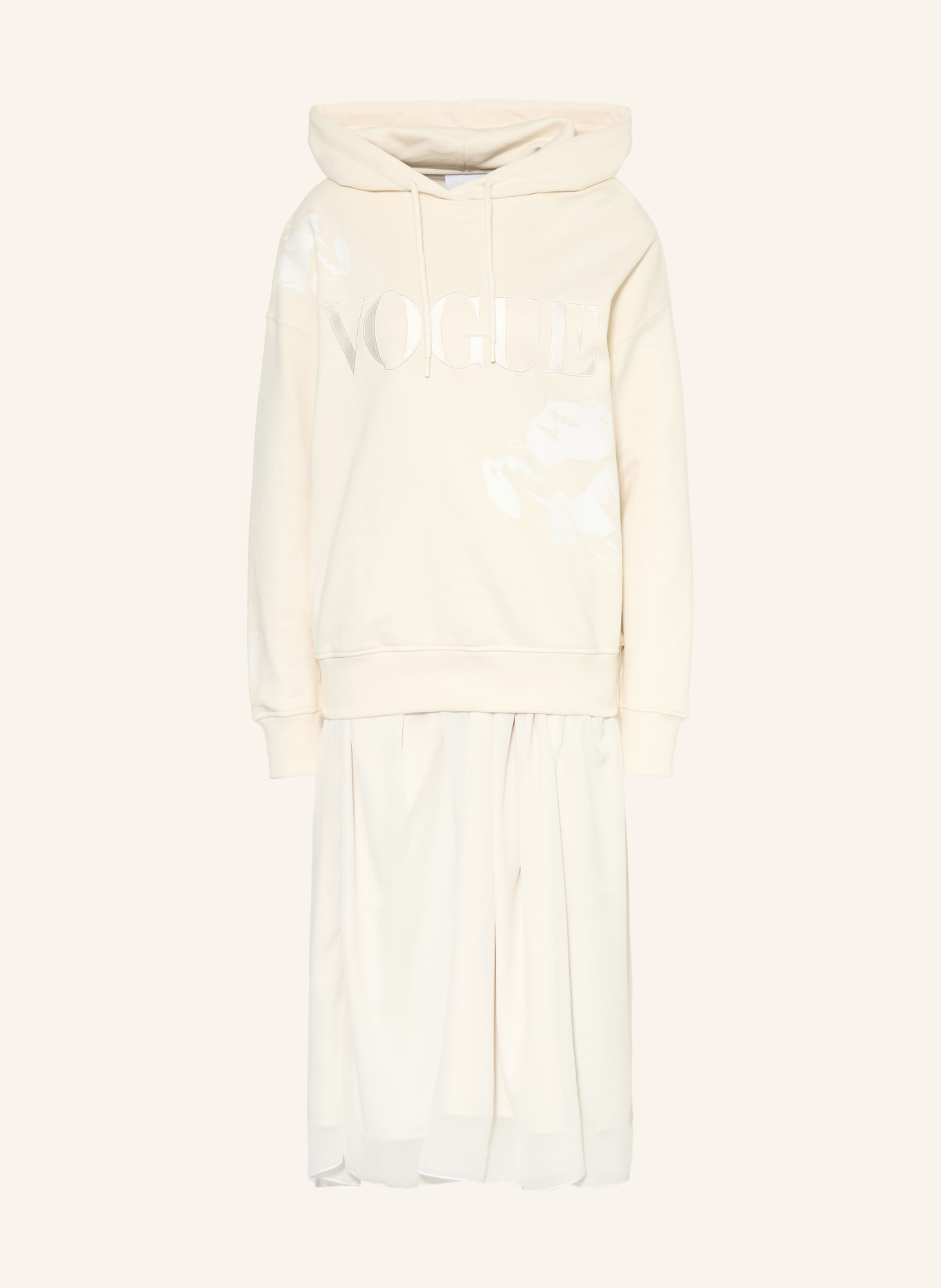 VOGUE COLLECTION Jurk in verschillende materialen: CRÈME