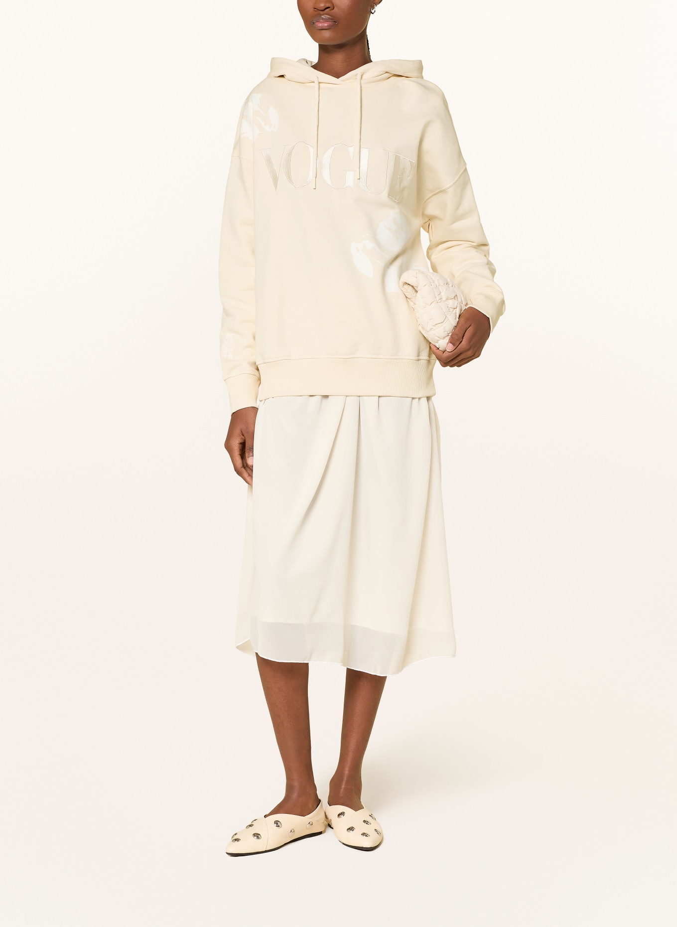 VOGUE COLLECTION Jurk in verschillende materialen: CRÈME