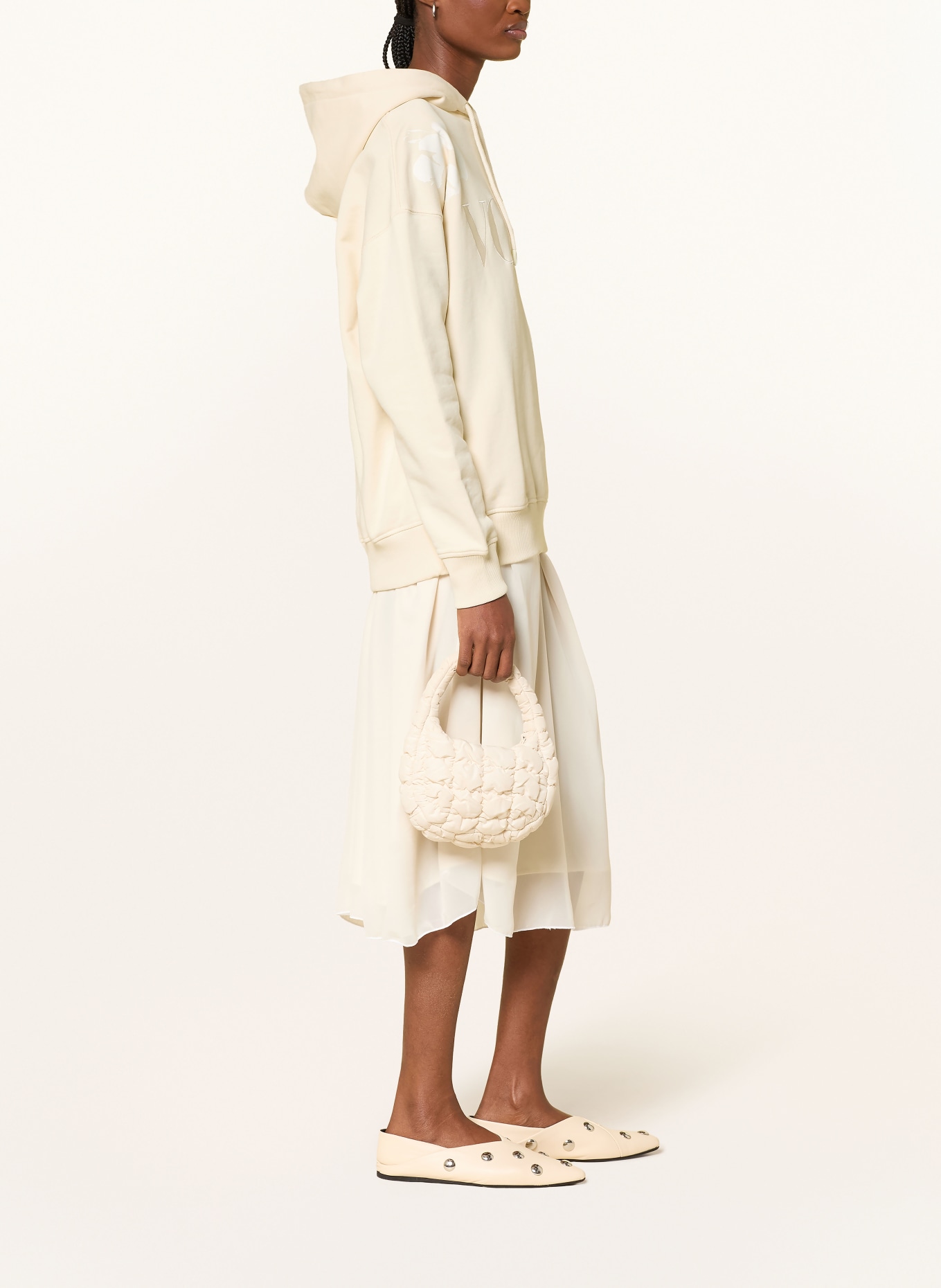 VOGUE COLLECTION Jurk in verschillende materialen: CRÈME