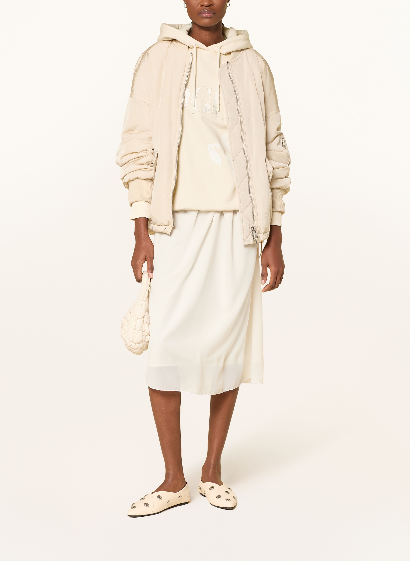 VOGUE COLLECTION Jurk in verschillende materialen: CRÈME