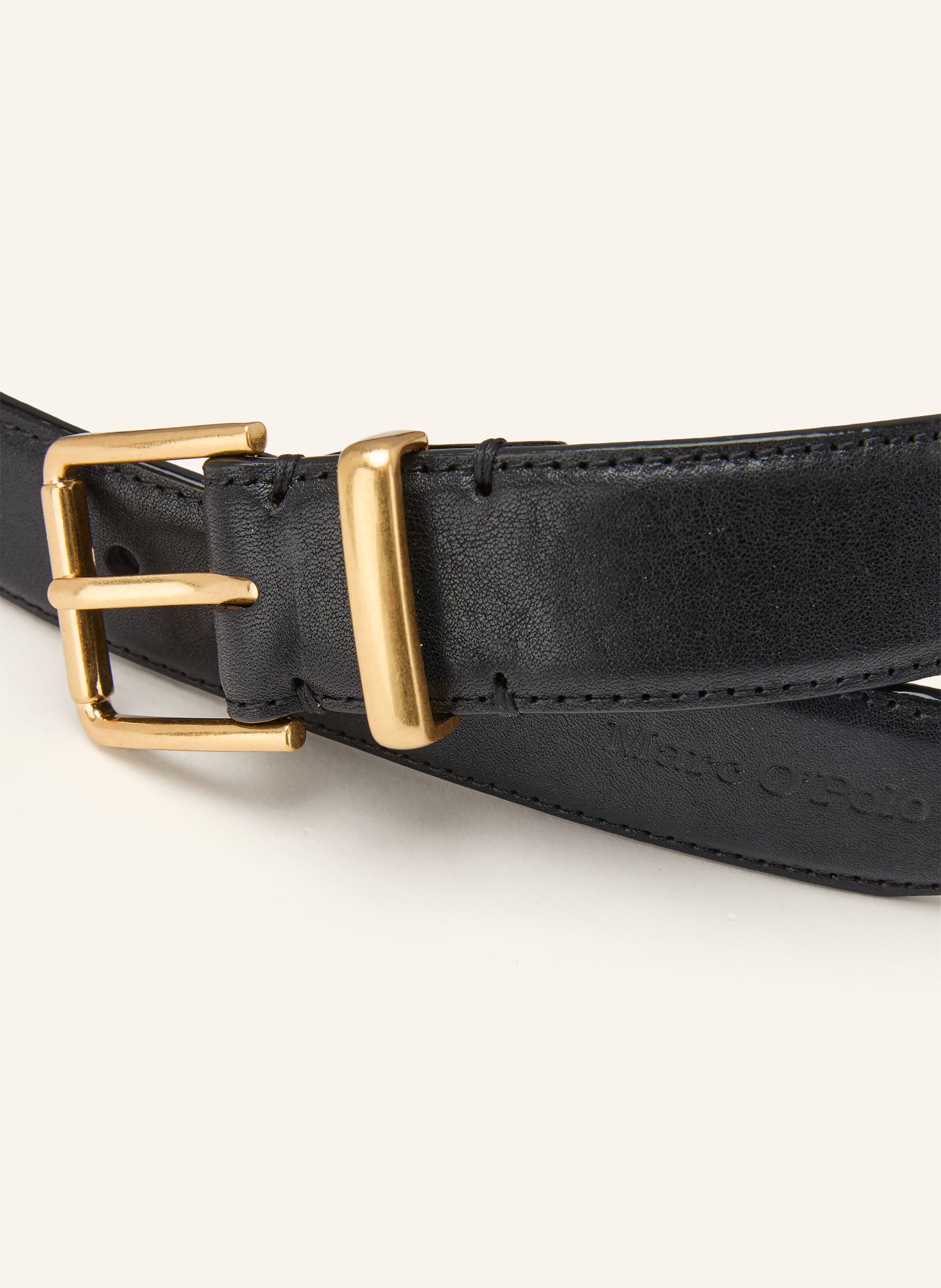 Marc O'Polo Ledergürtel: SCHWARZ / GOLD