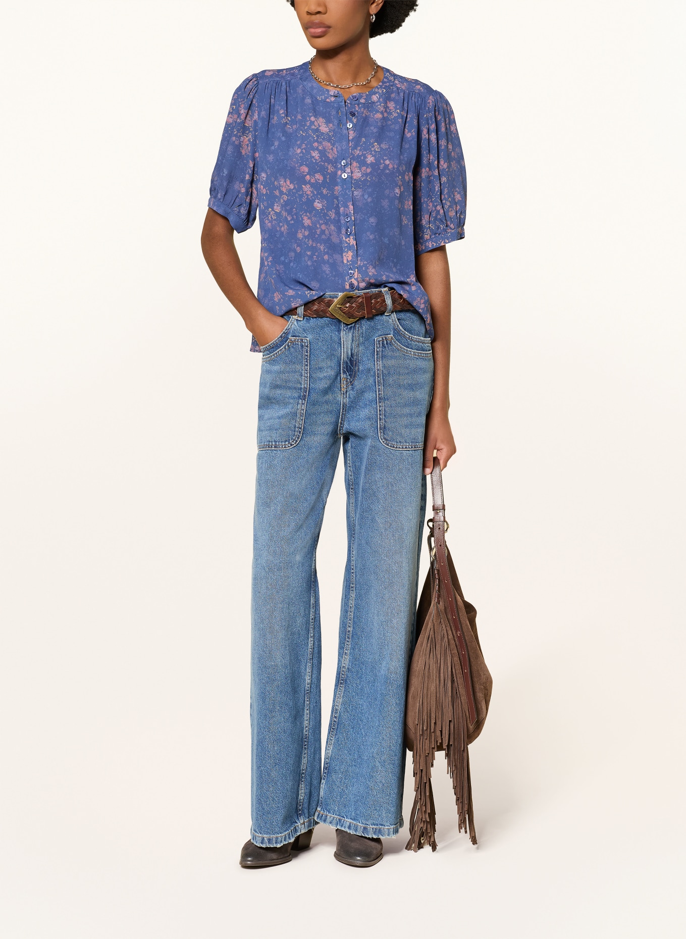 ba&sh Bluse NOVELLA: DUNKELBLAU / HELLROT / HELLORANGE