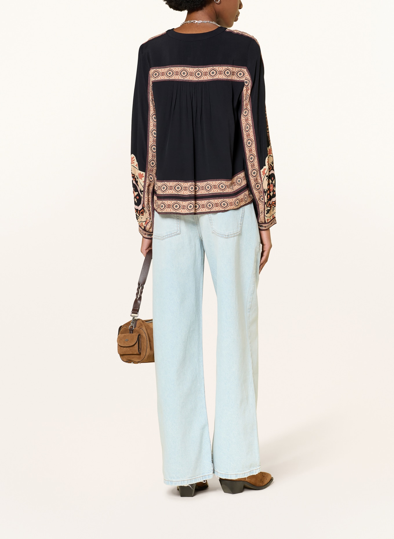 ba&sh Bluse VALDA: SCHWARZ / BEIGE / HELLROT