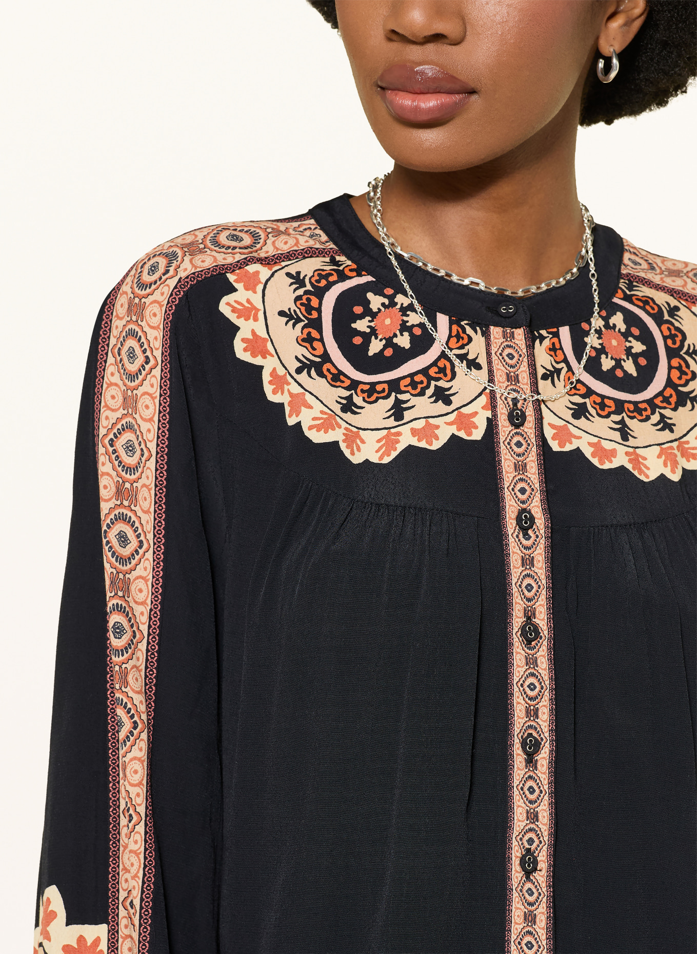 ba&sh Bluse VALDA: SCHWARZ / BEIGE / HELLROT