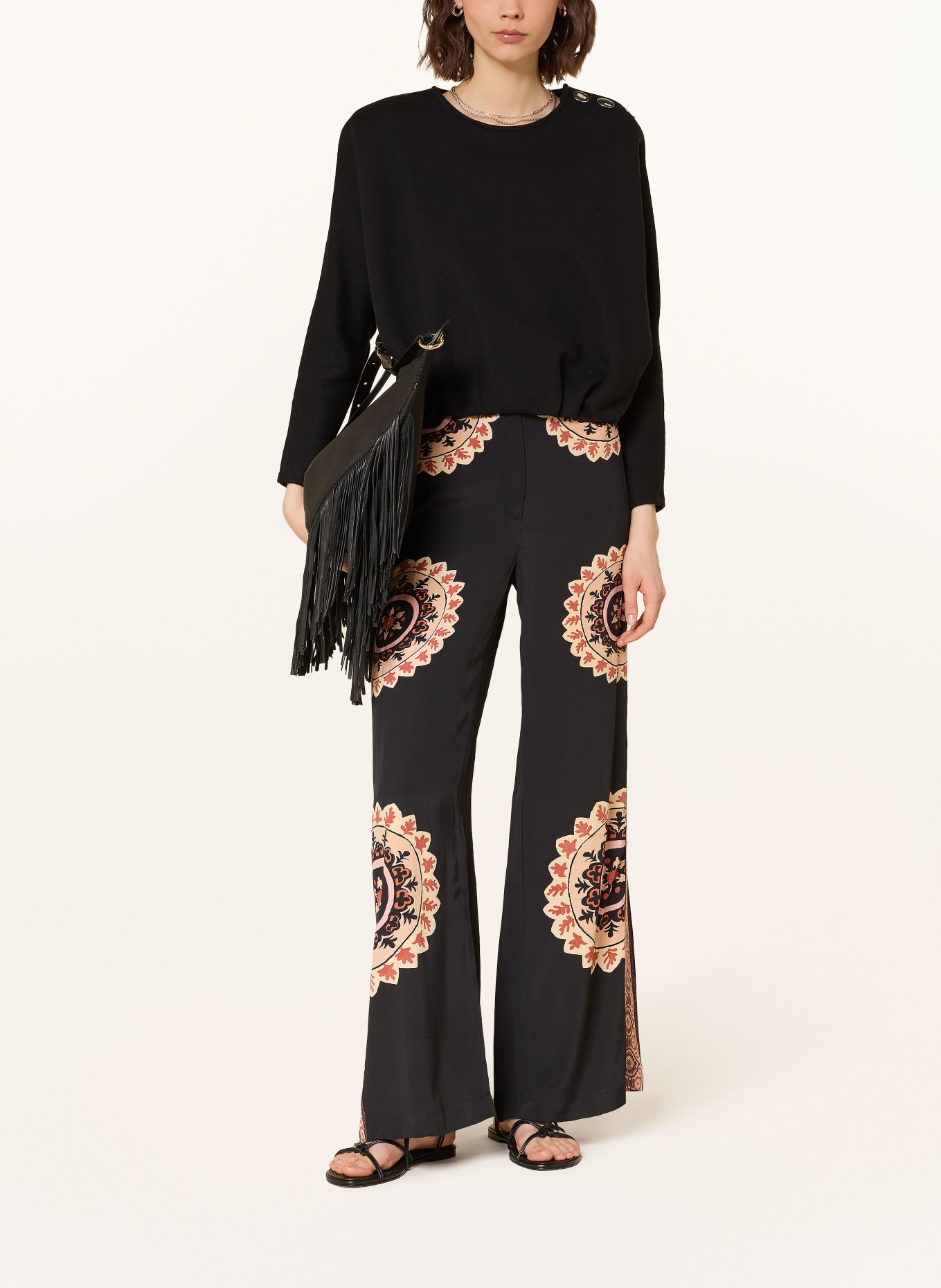 ba&sh Marlenehose VALLA: SCHWARZ / CAMEL / ROT