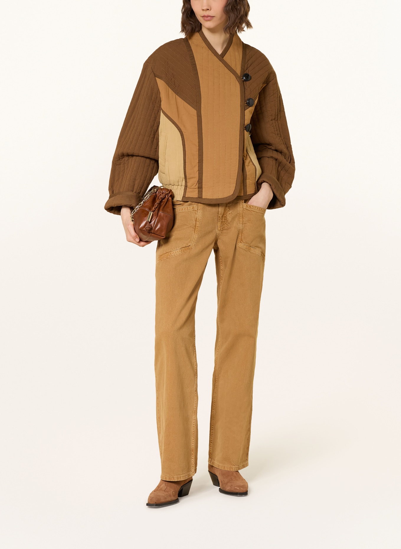 ba&sh Džíny s širokými nohavicemi FIMA: BROWN CAMEL