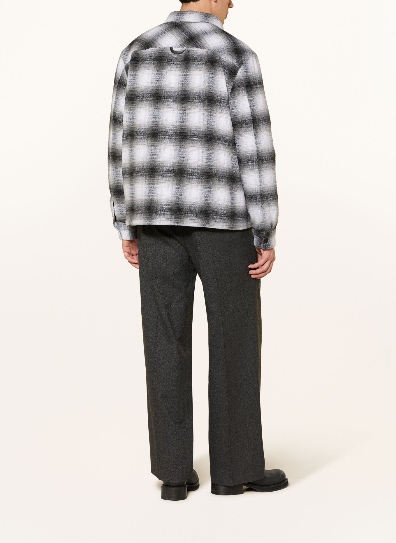 DRYKORN DIEGGO Oversized Jacket: DARK GRAY / WHITE