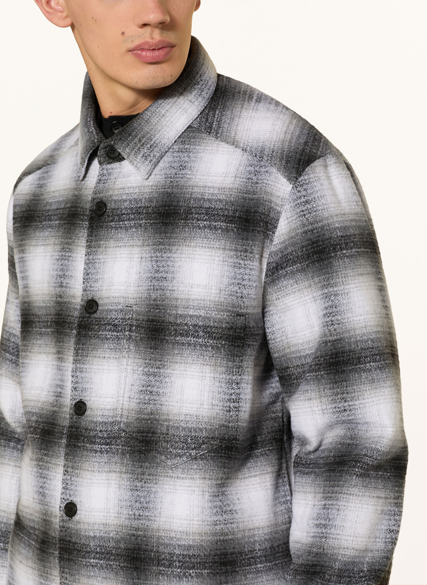 DRYKORN DIEGGO Oversized Jacket: DARK GRAY / WHITE