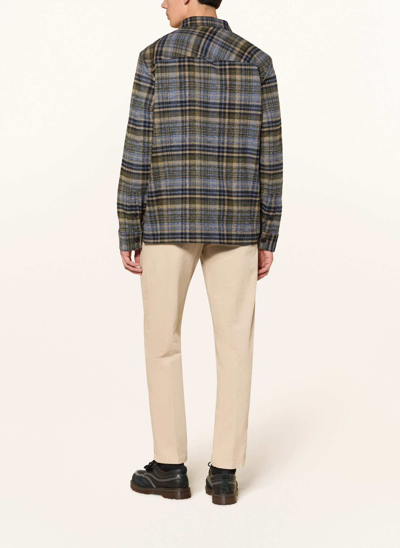 DRYKORN Flanellenhemd DIEGGO Comfort Fit: OLIJF / LICHTBLAUW / DONKERBLAUW