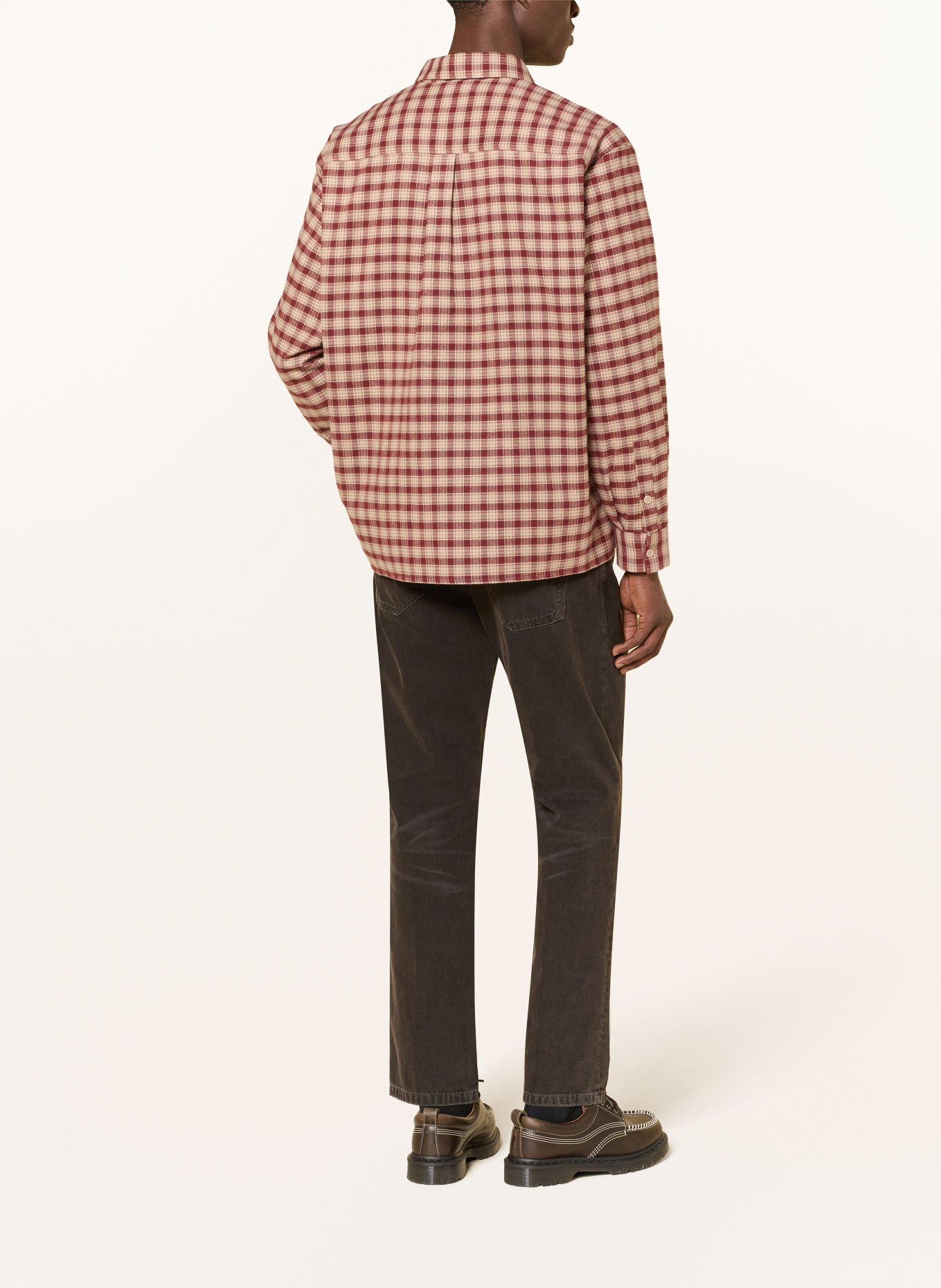 DRYKORN Flanellen hemd BAUNT Comfort Fit: DONKERROOD / BEIGE