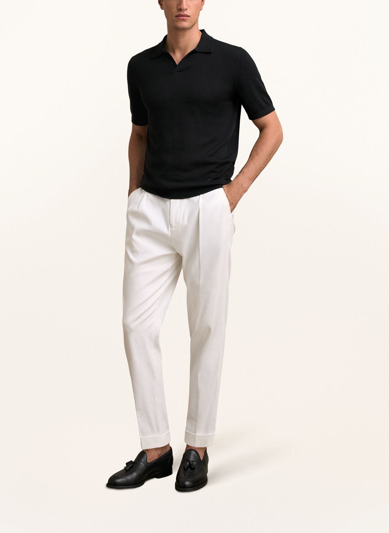 REISS Strick-Poloshirt DUCHIE aus Merinowolle: SCHWARZ