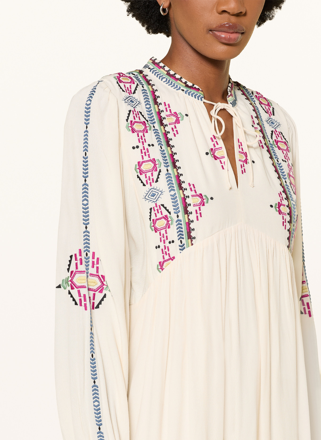 ba&sh Kleid TELMA: ECRU / LILA / DUNKELBLAU