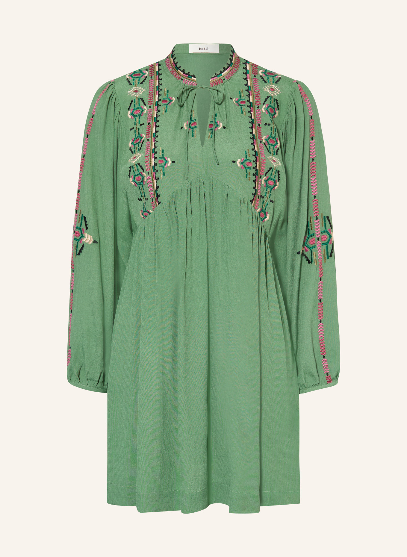 ba&sh Kleid TELMA: GRÜN / ECRU / PINK