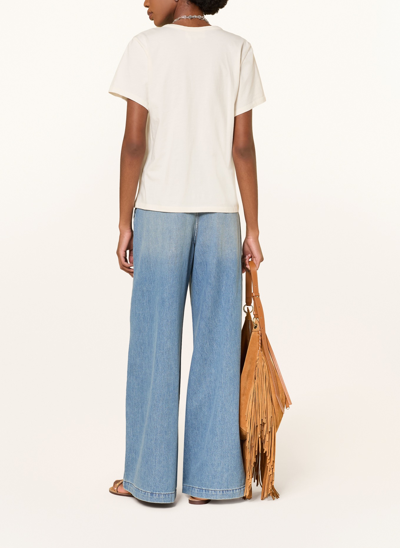 ba&sh T-Shirt ELMER mit Schmucksteinen: WEISS