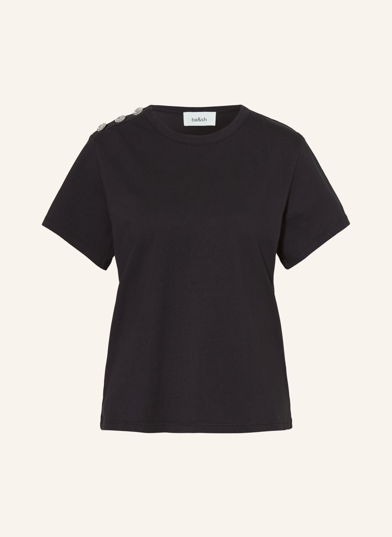 ba&sh T-Shirt ELMER mit Schmucksteinen: SCHWARZ