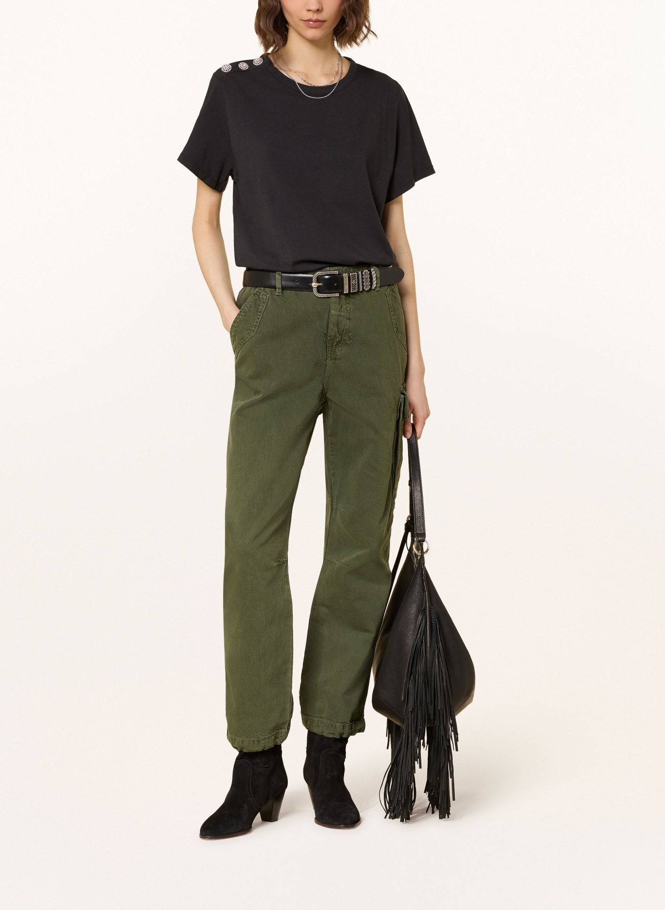 ba&sh T-Shirt ELMER mit Schmucksteinen: SCHWARZ