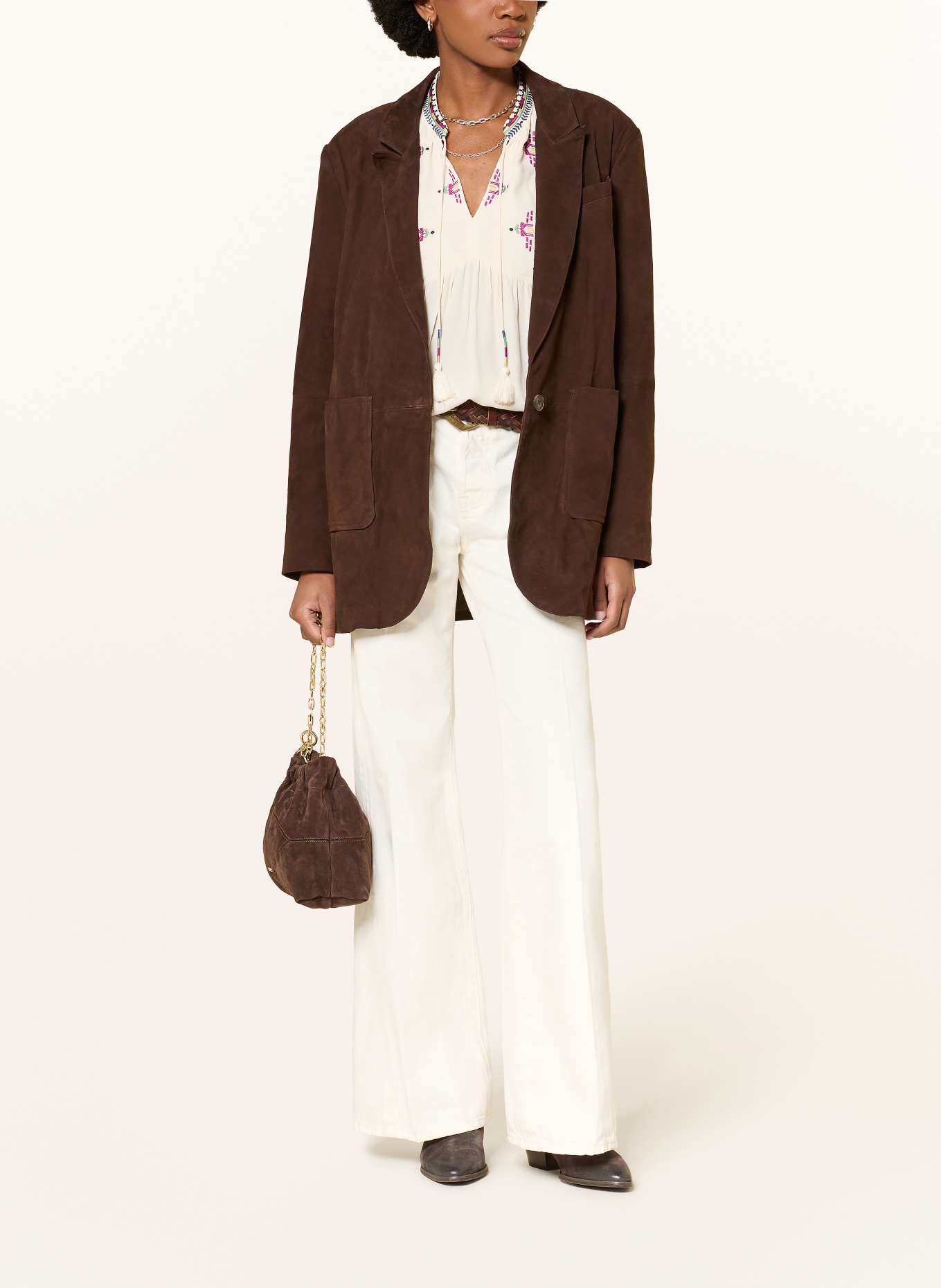 ba&sh Lederjacke MOSTY: DUNKELBRAUN