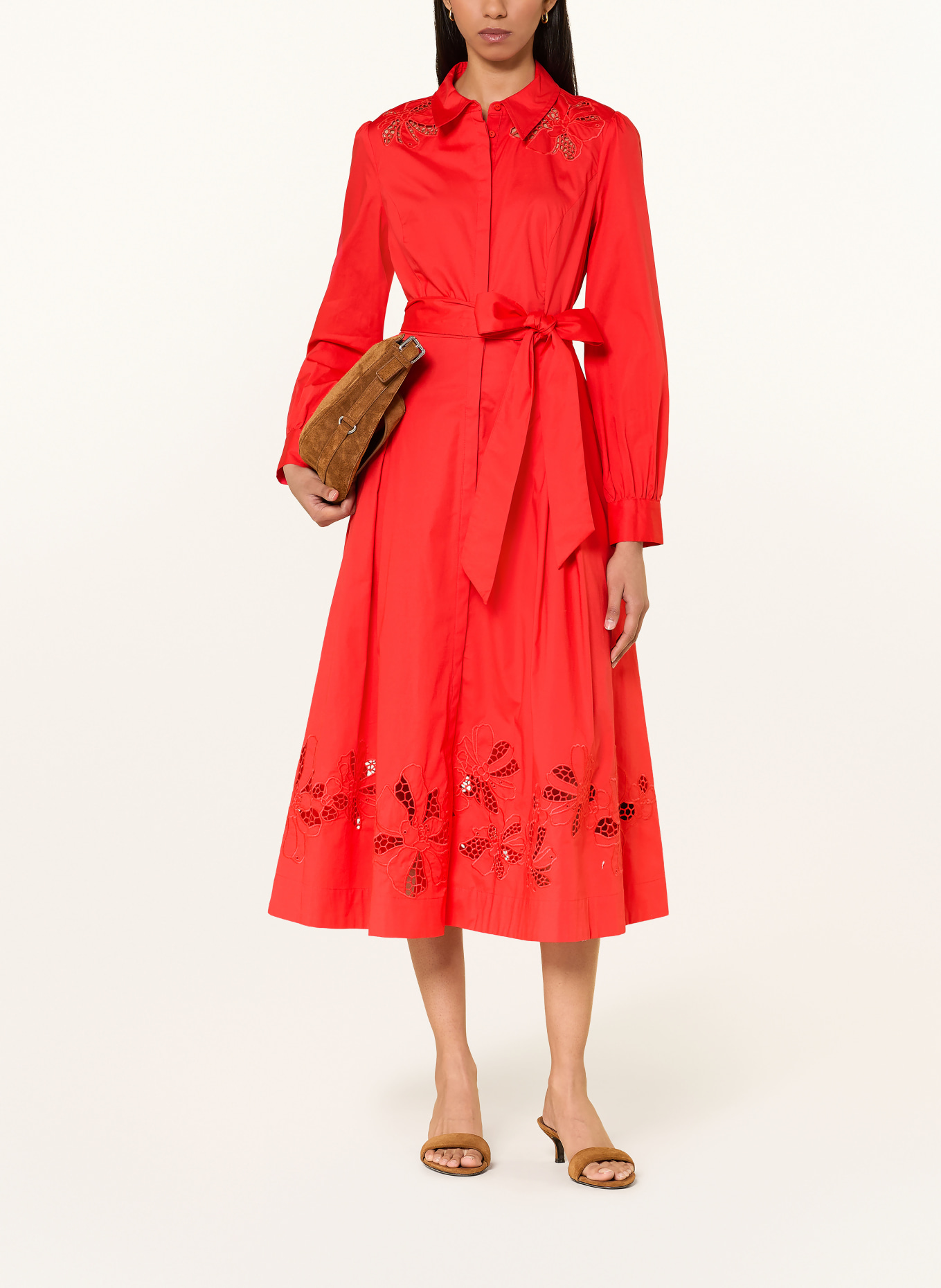 Phase Eight Overhemdjurk KIM met opengewerkte kant: ROOD