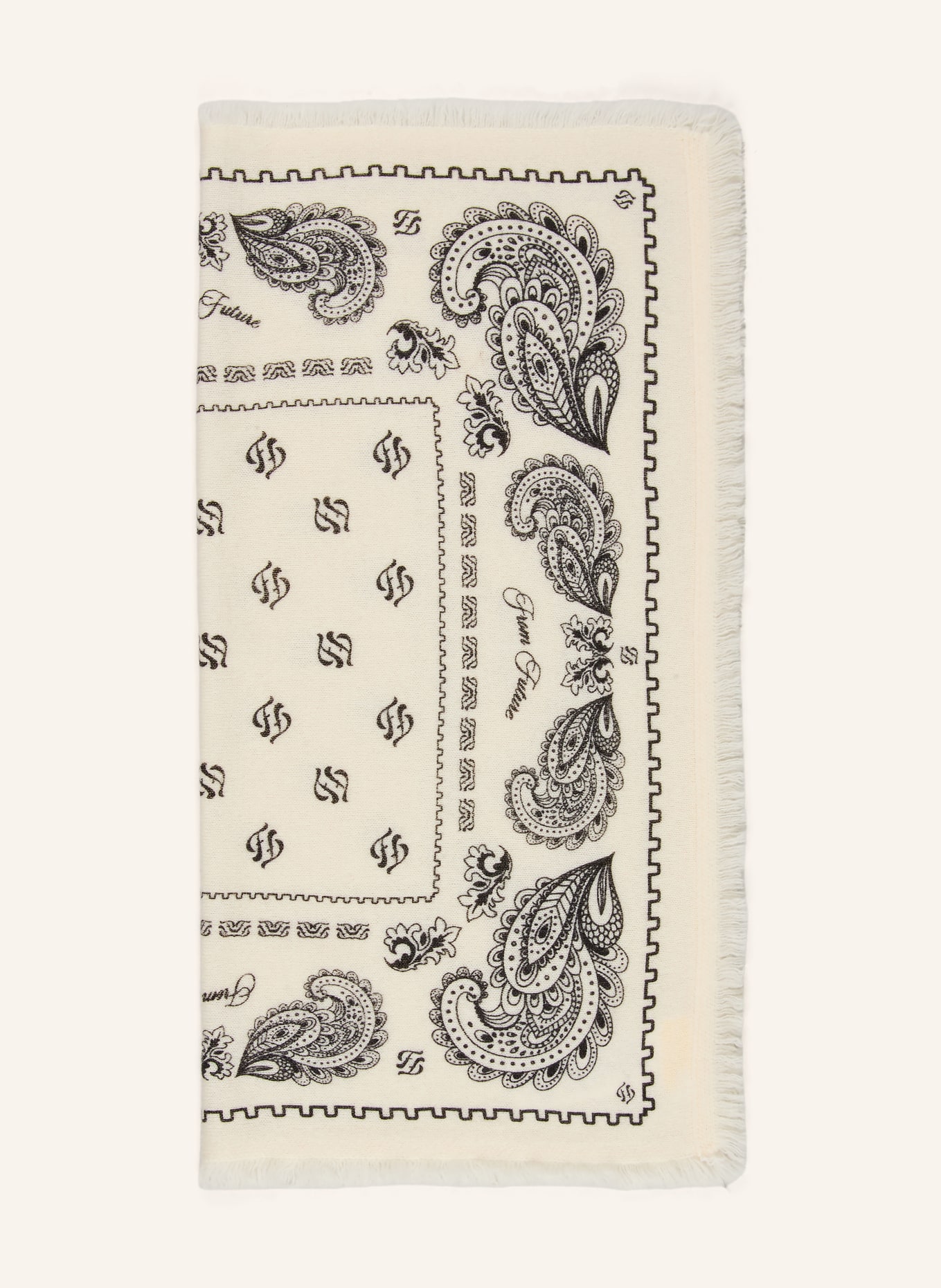 FROM FUTURE écharpe en cachemire: ÉCRU / NOIR