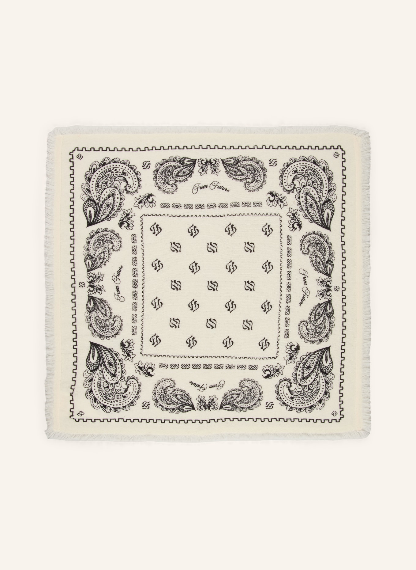 FROM FUTURE écharpe en cachemire: ÉCRU / NOIR