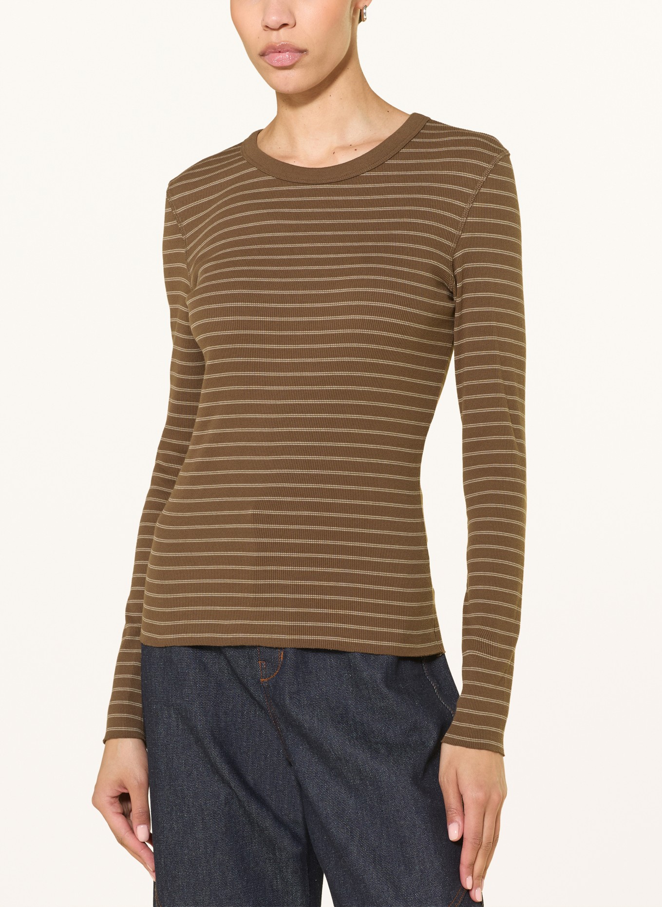 DRYKORN Longsleeve NURIT: KHAKI / CREME