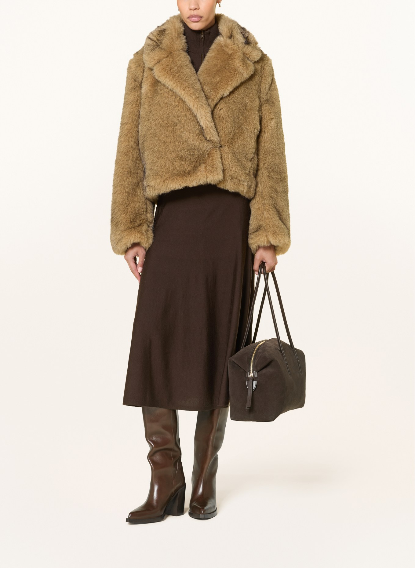 DRYKORN Veste en fausse fourrure ADWELL: CHAMEAU