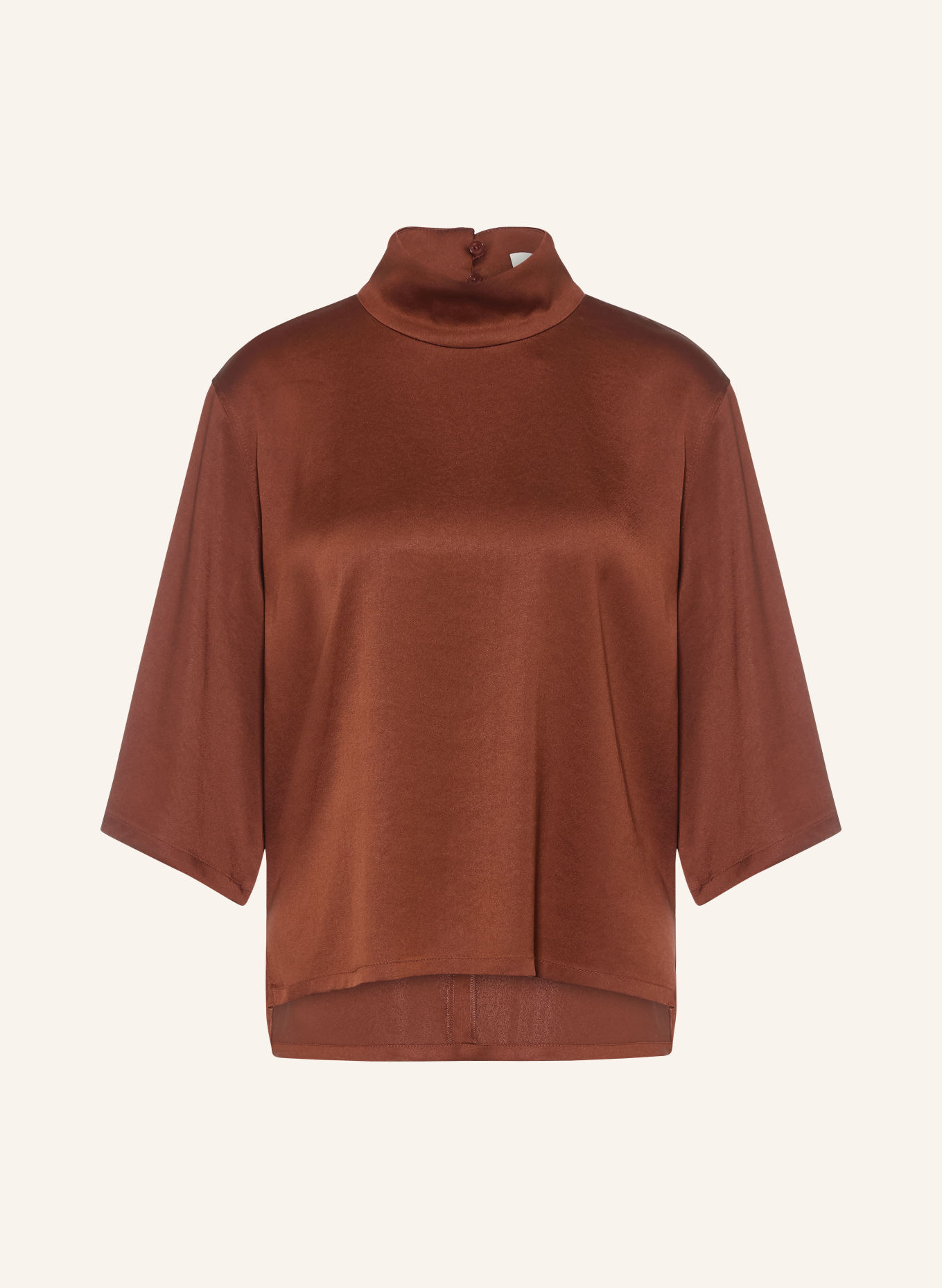 DRYKORN ALETIA Satin Blouse with 3/4-Length Sleeves: BROWN