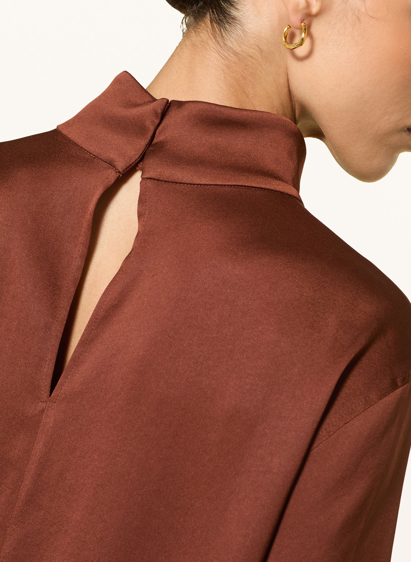 DRYKORN ALETIA Satin Blouse with 3/4-Length Sleeves: BROWN