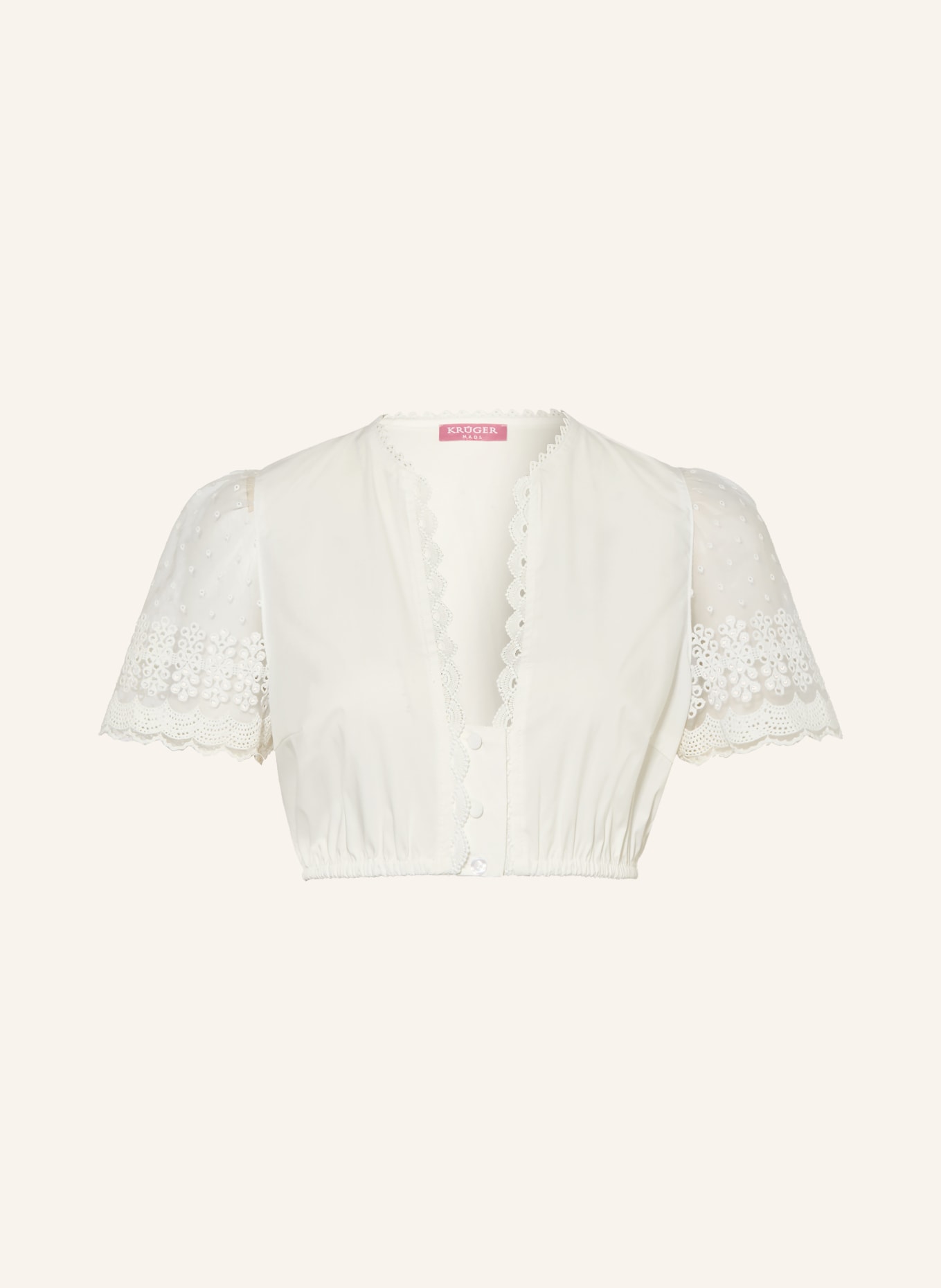 KRÜGER Bluzka dirndl z koronką: BIAŁY